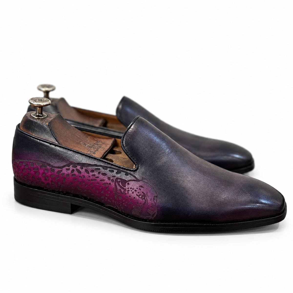 Grey Hand Patina Loafers Tiger
