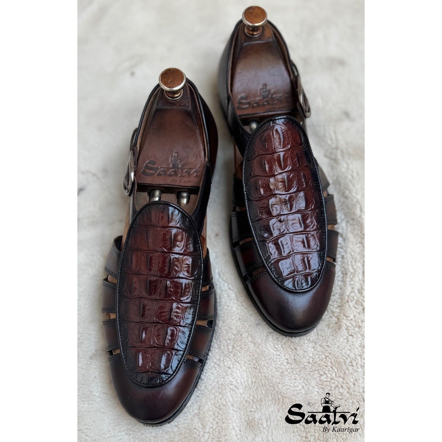 Brown Roman Sandal Croco