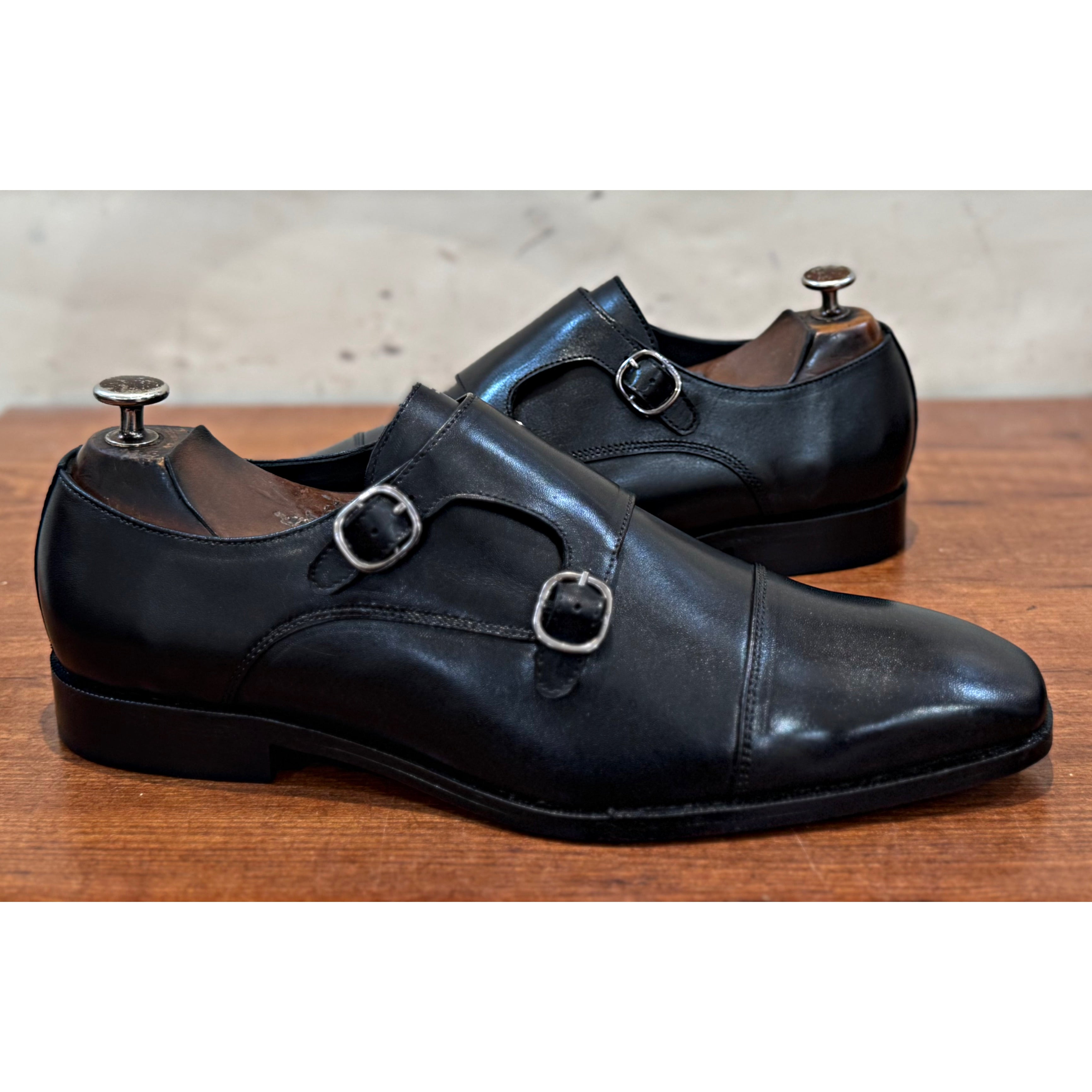 Black Leather Monk Straps