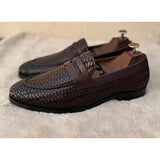 Penny Loafers Weave Leather Brown