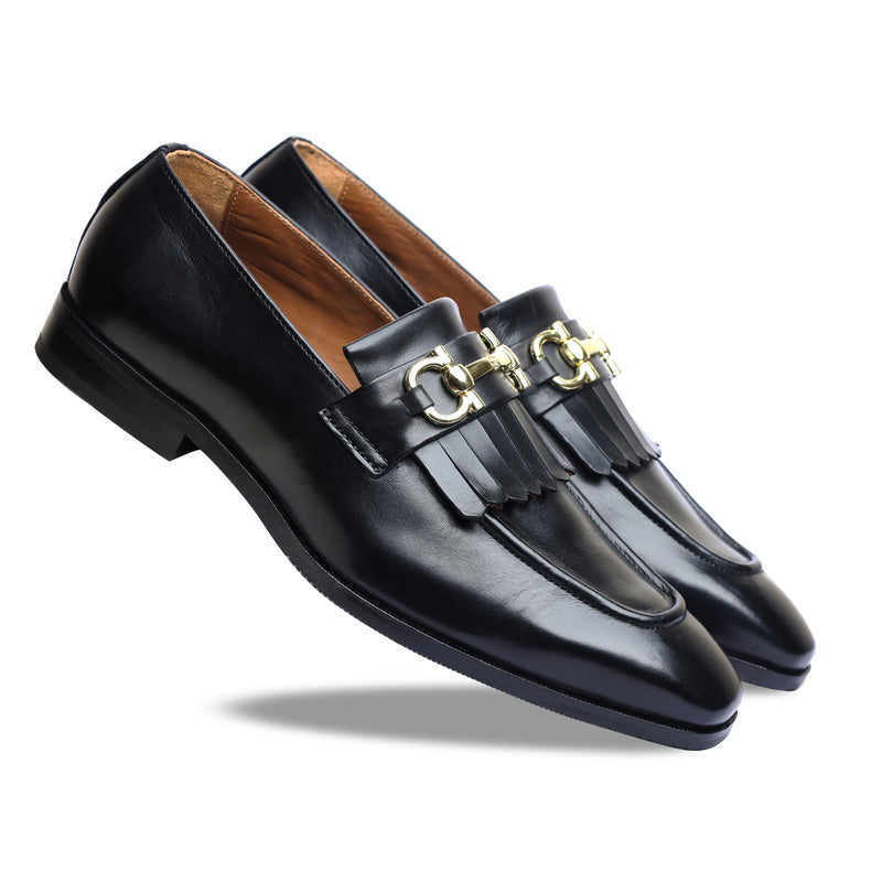 Black Loafers With Fringe
