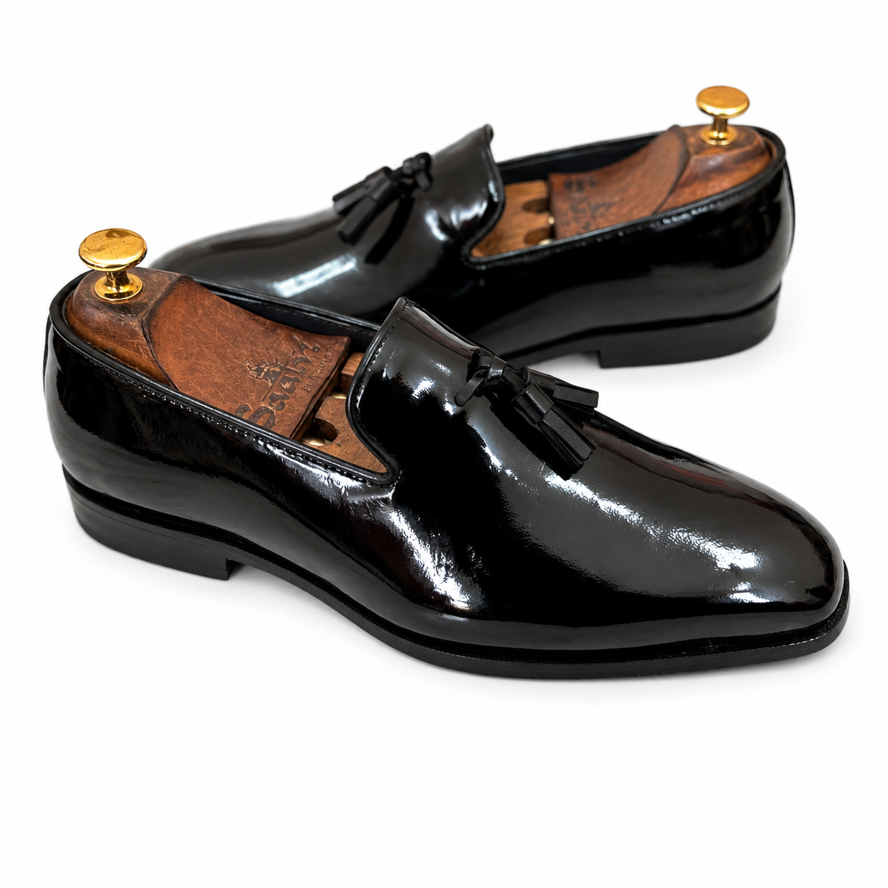 Black Patent Slipons With Tassels
