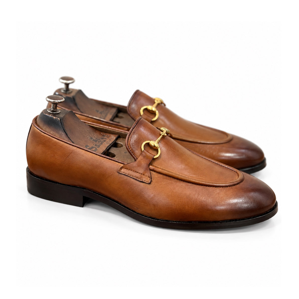 Cognac Royale Gold Horsebit Loafers