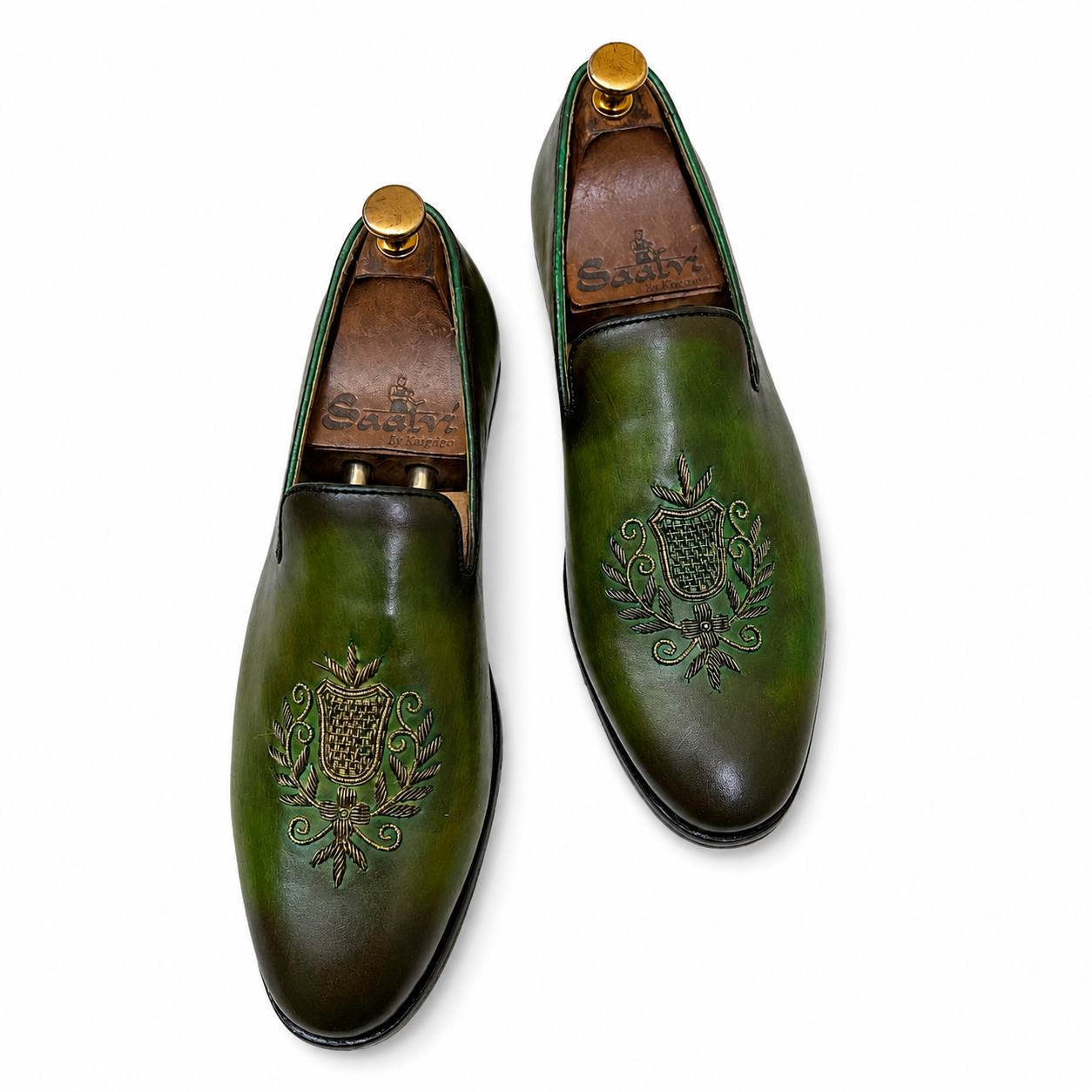 Emerald Crest Zardosi Slip-Ons