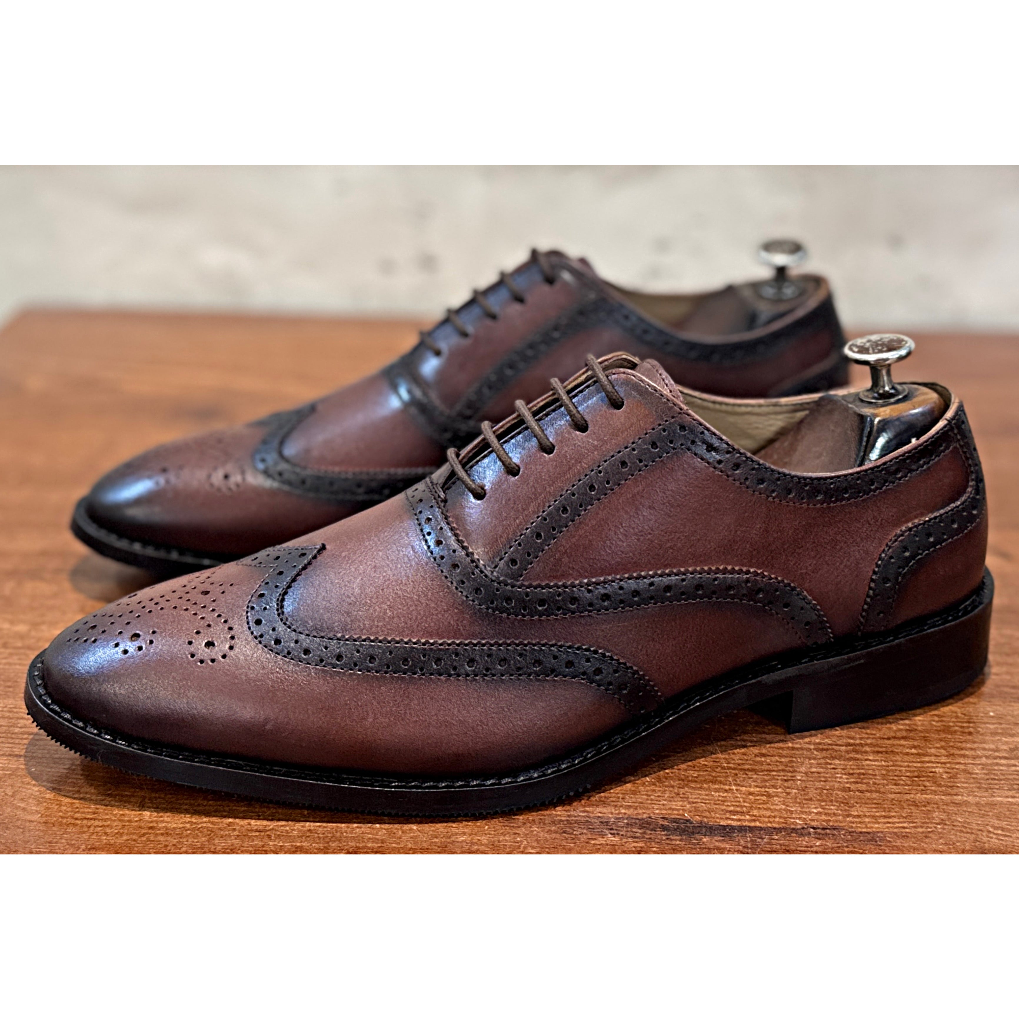 The Windsor Brogue Oxford – Burnished Brown Leather Dress Shoes