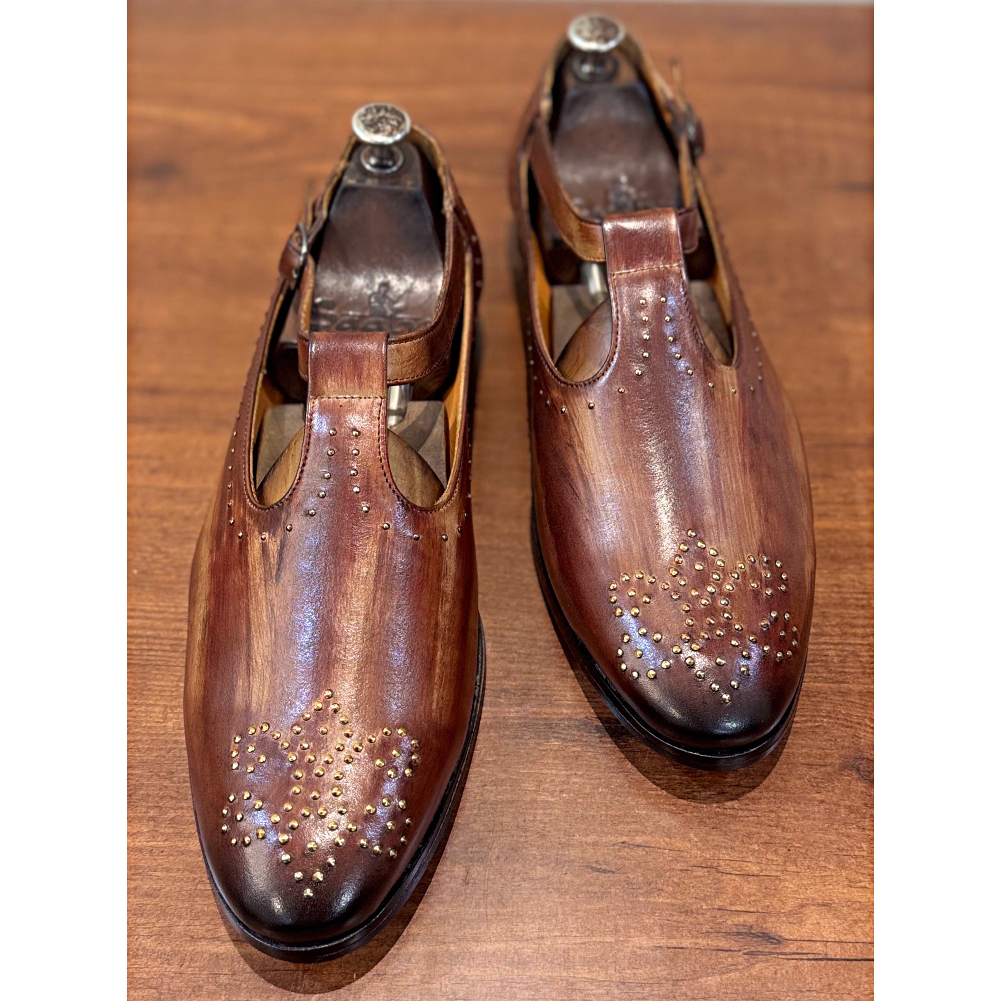 Hand Patina Sandals With Bajri