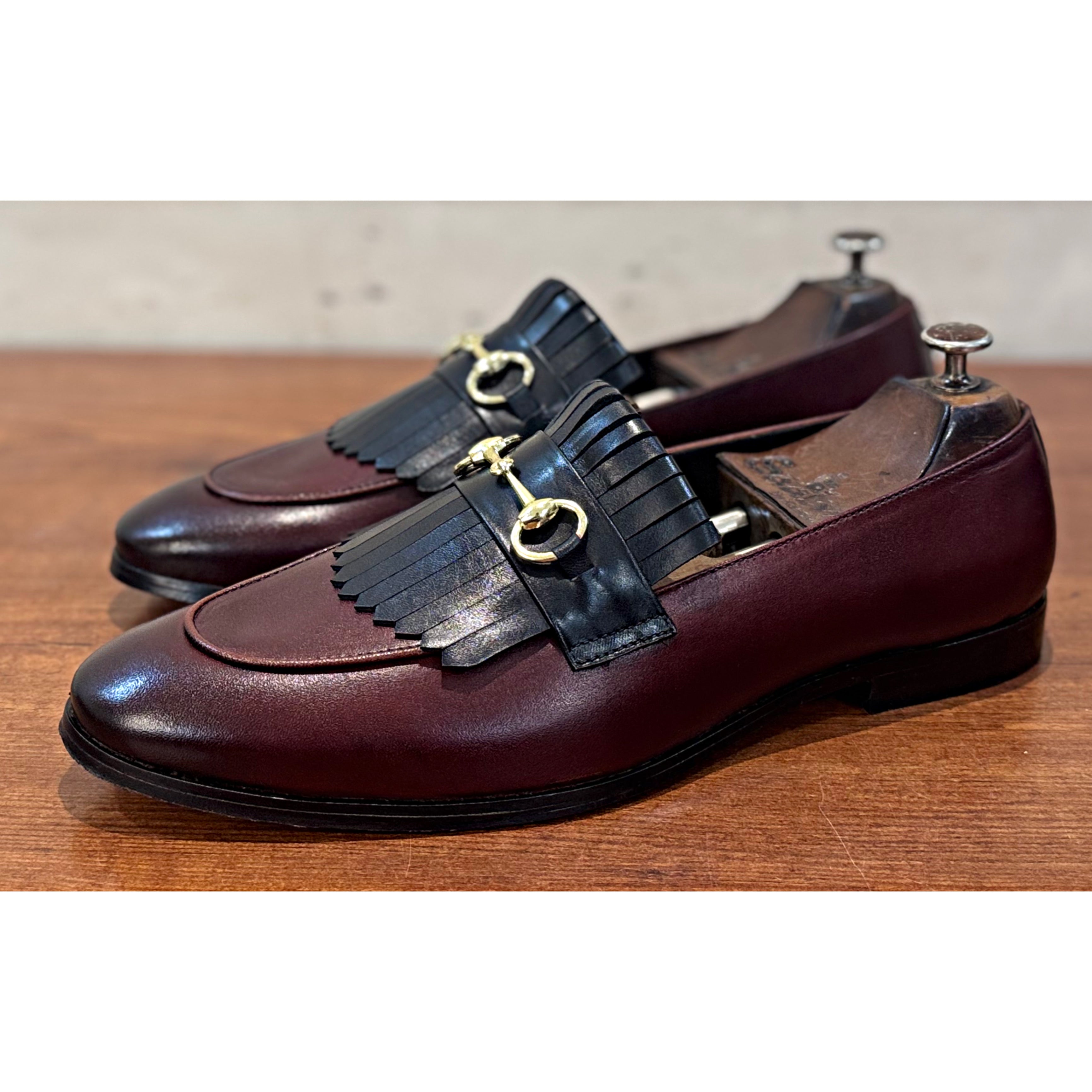 Horsebit Loafers With Fringes Bordo
