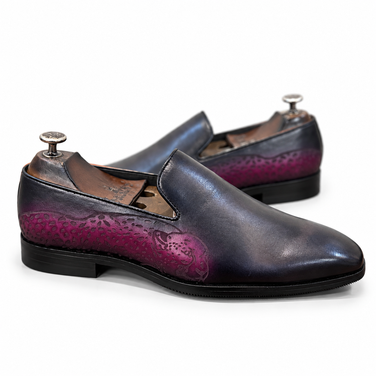 Grey Hand Patina Loafers Tiger