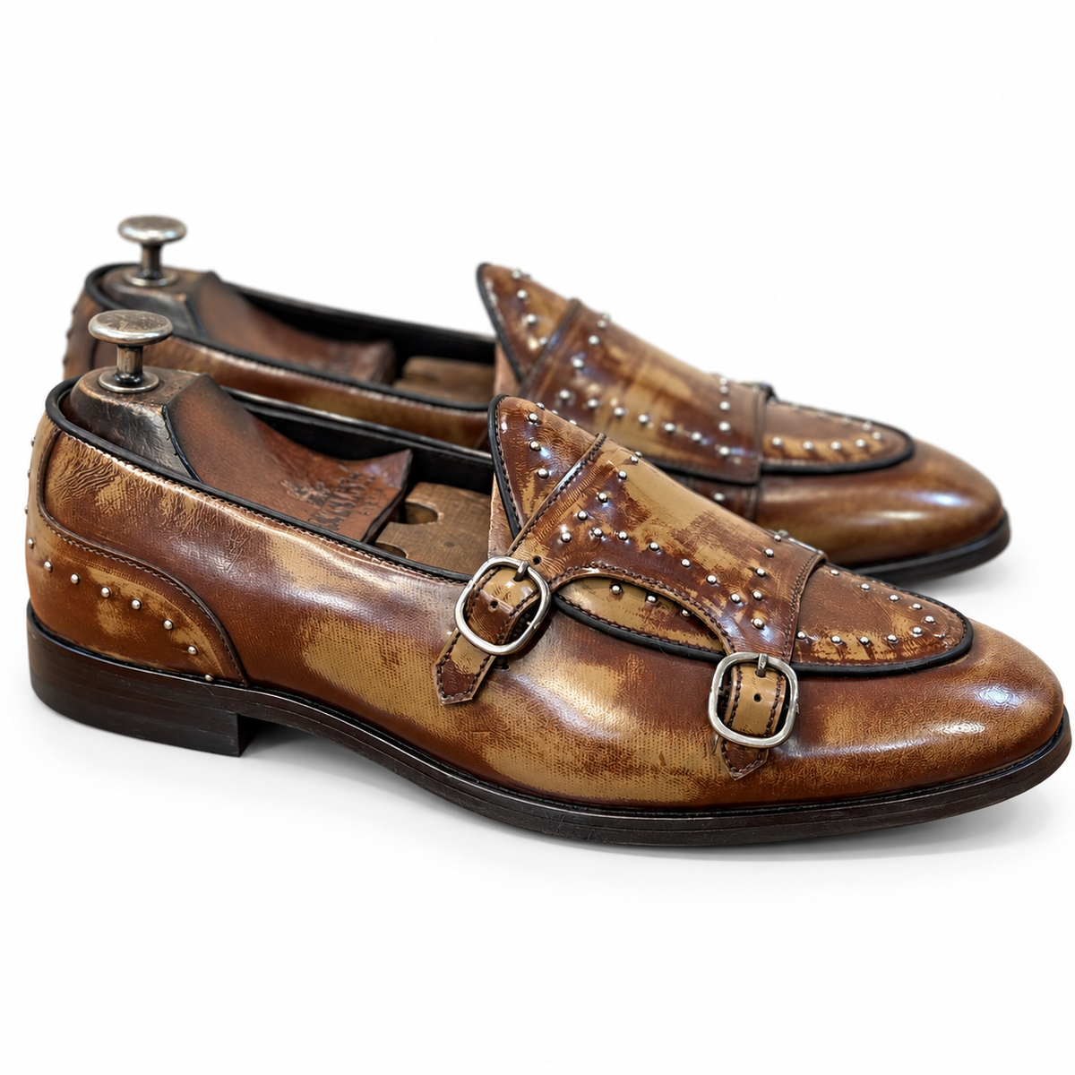 Antique Studded Double Monk Straps