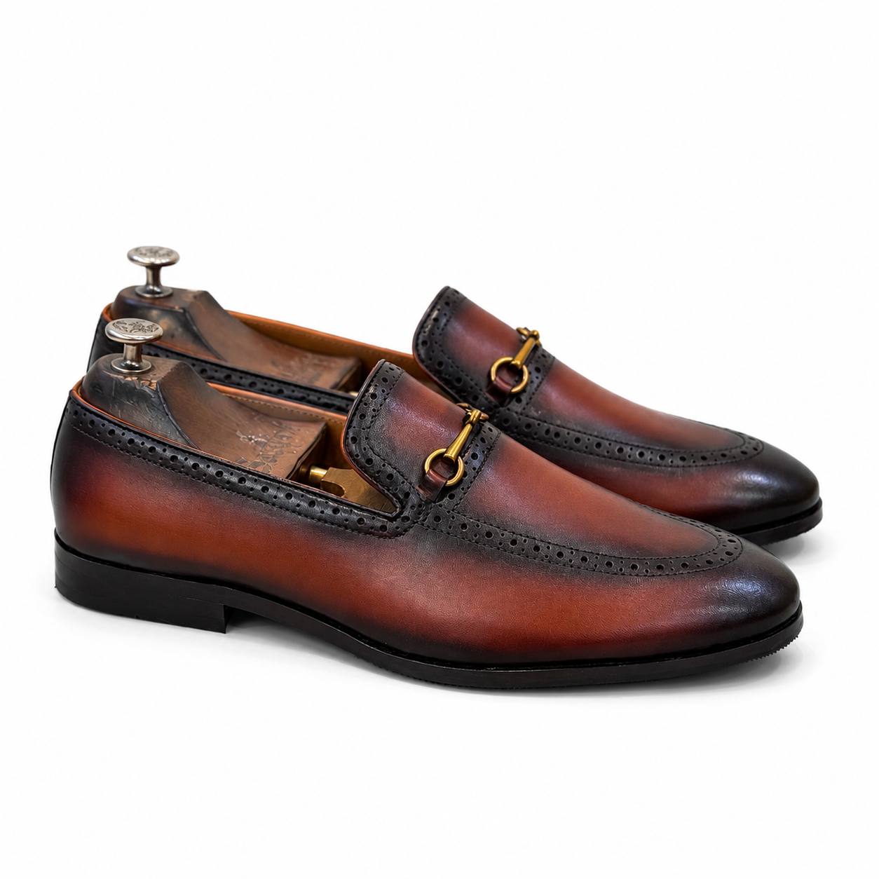 Semi Brogue Horsebit Loafers Tan