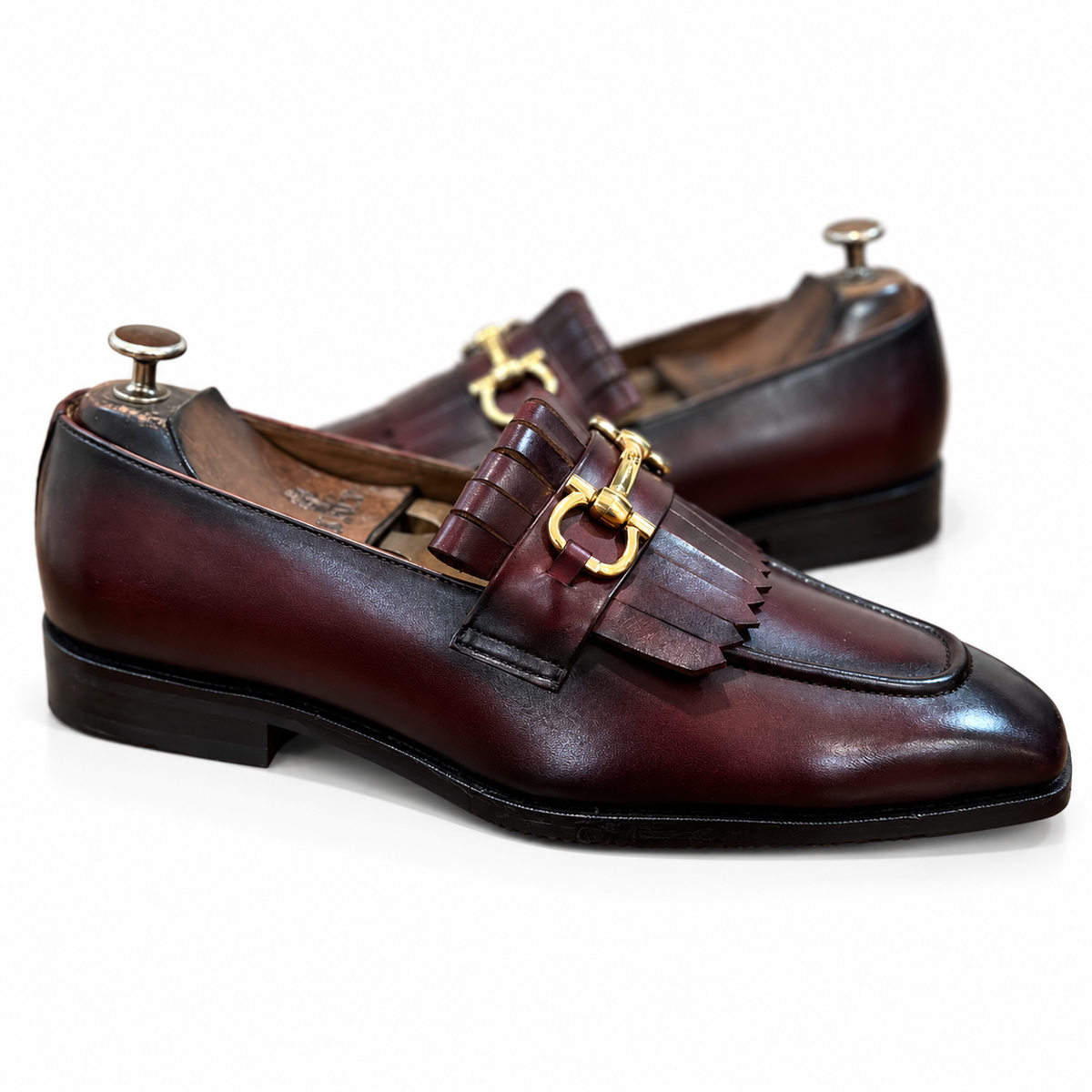 Saalvi Bordeaux Royale Fringe Loafers