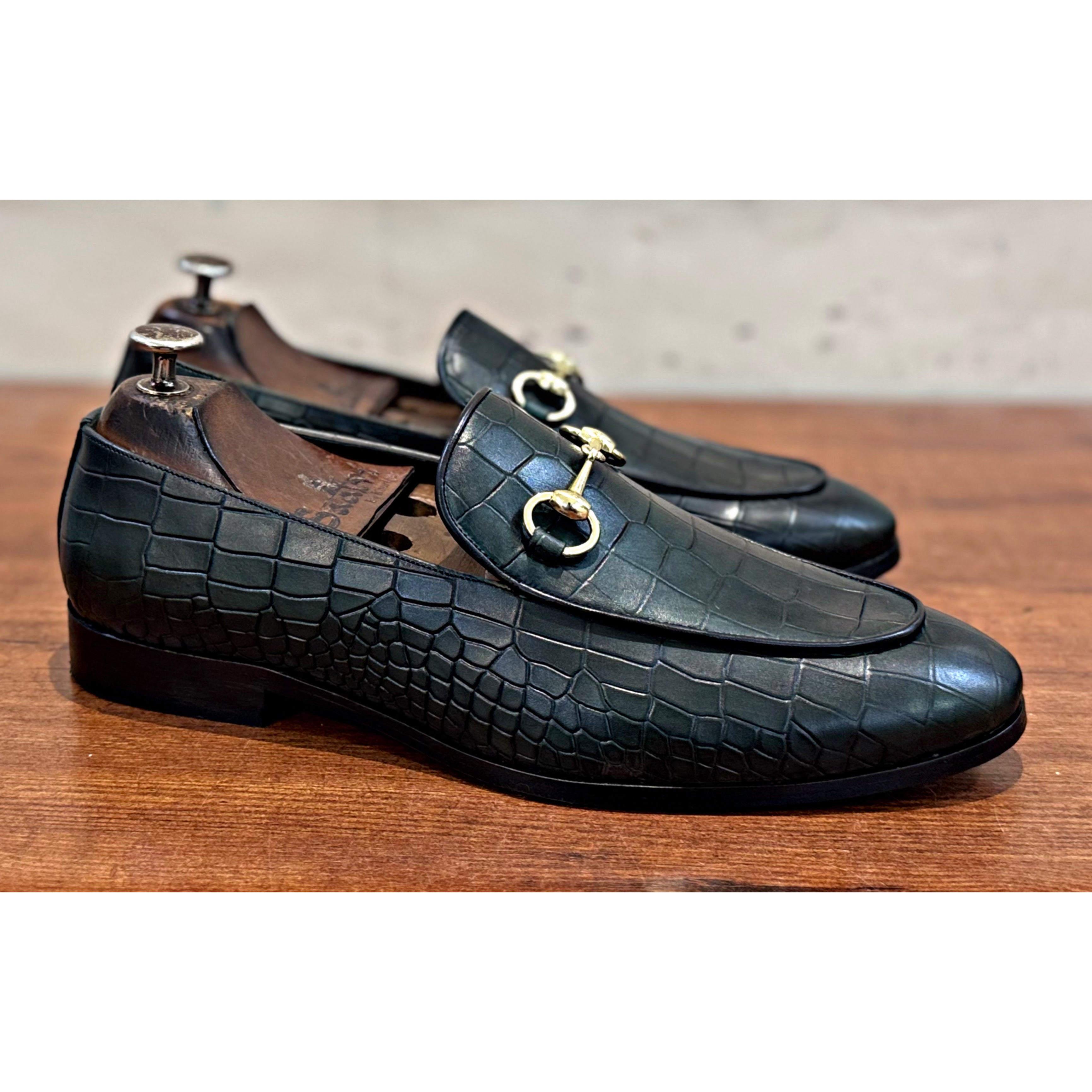 Horsebit Loafers - Croco Green