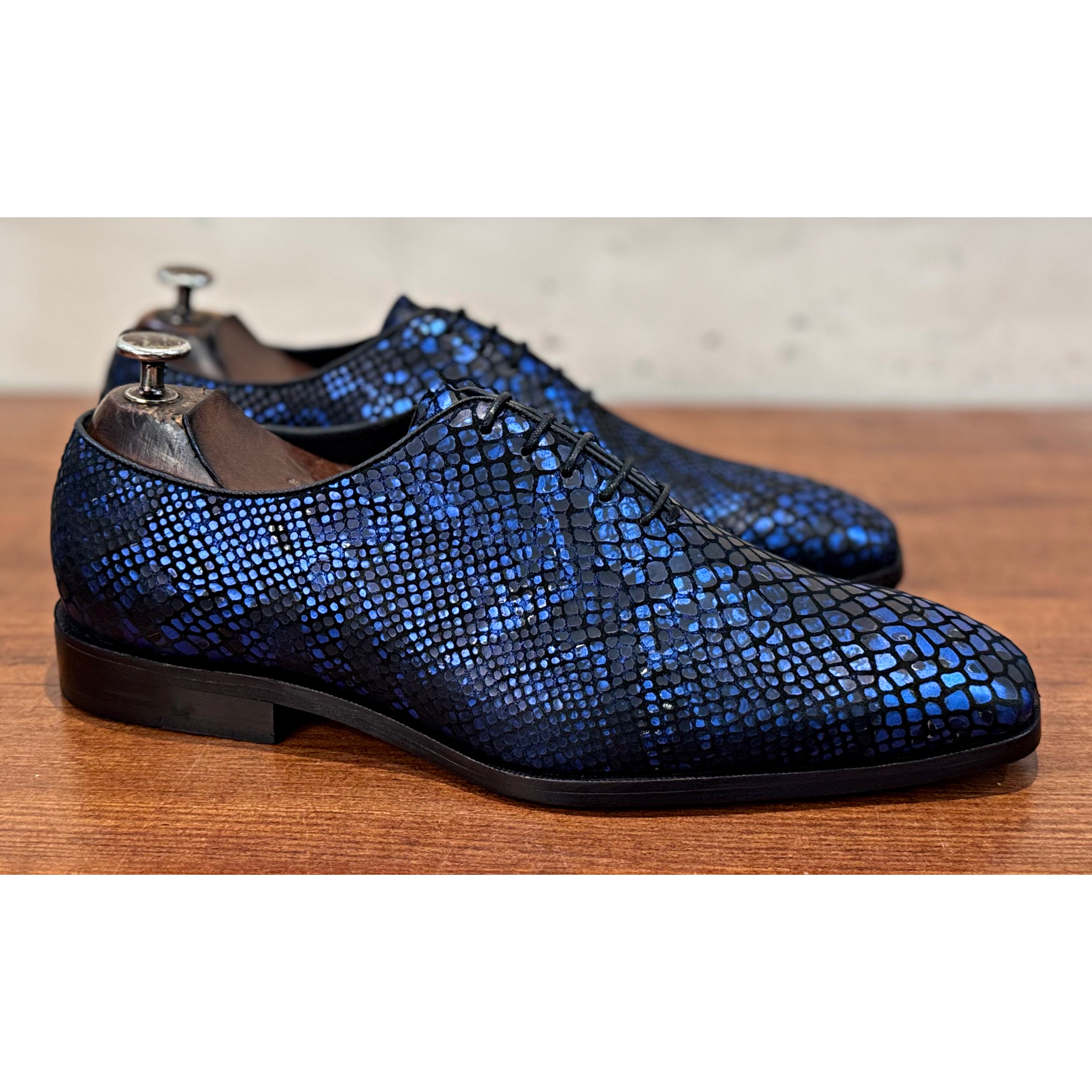 Blue Snake Foil Oxfords