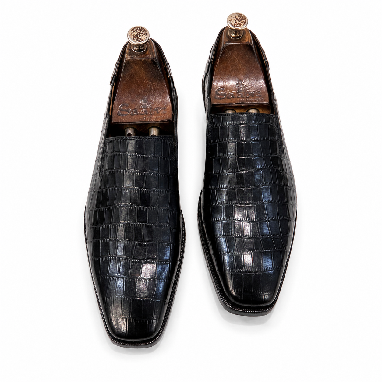 Saalvi Nocturne Croc Luxe Elastic Mules