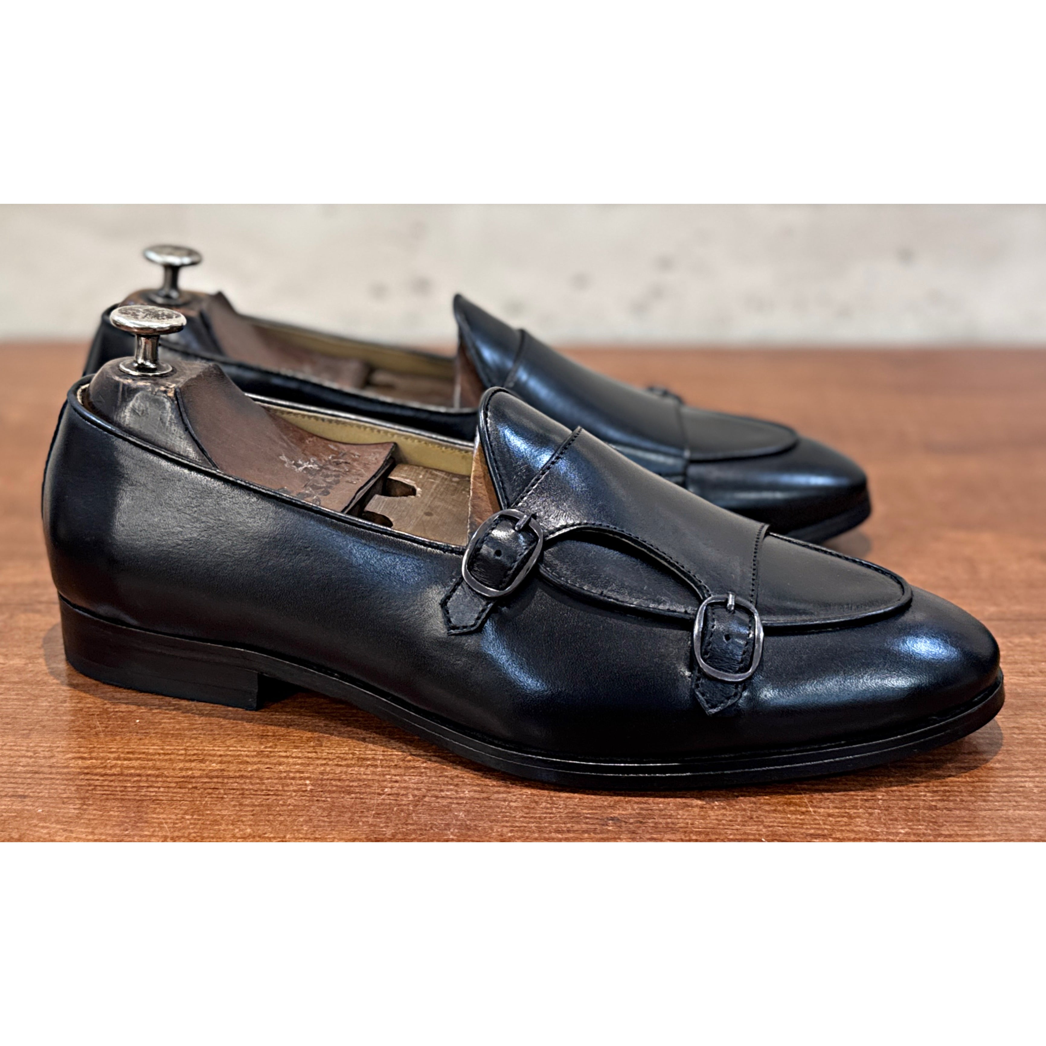 Executive Black Belgian Double Monk Loafers