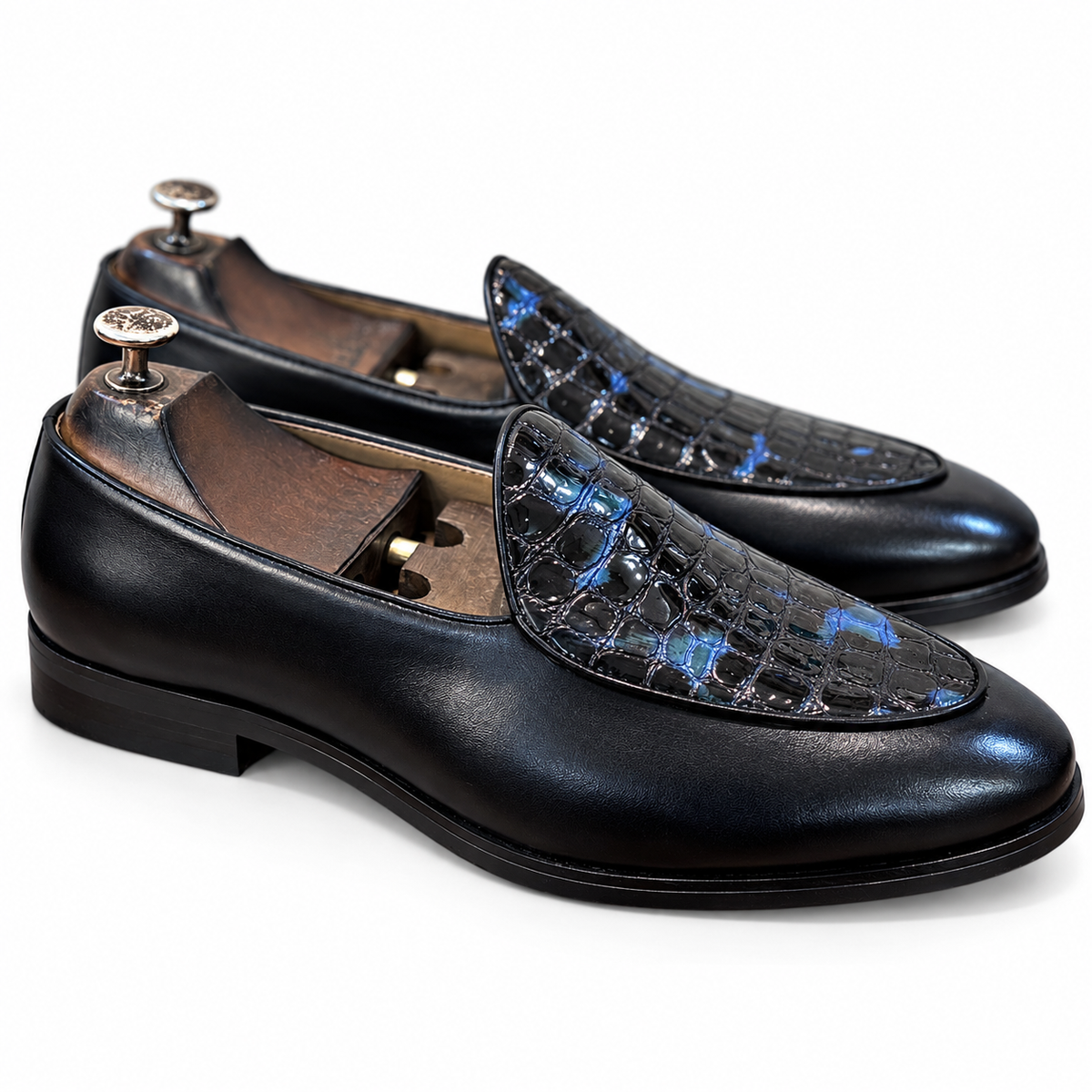 Noir Croco – Black Patent Croco-Embossed Loafers