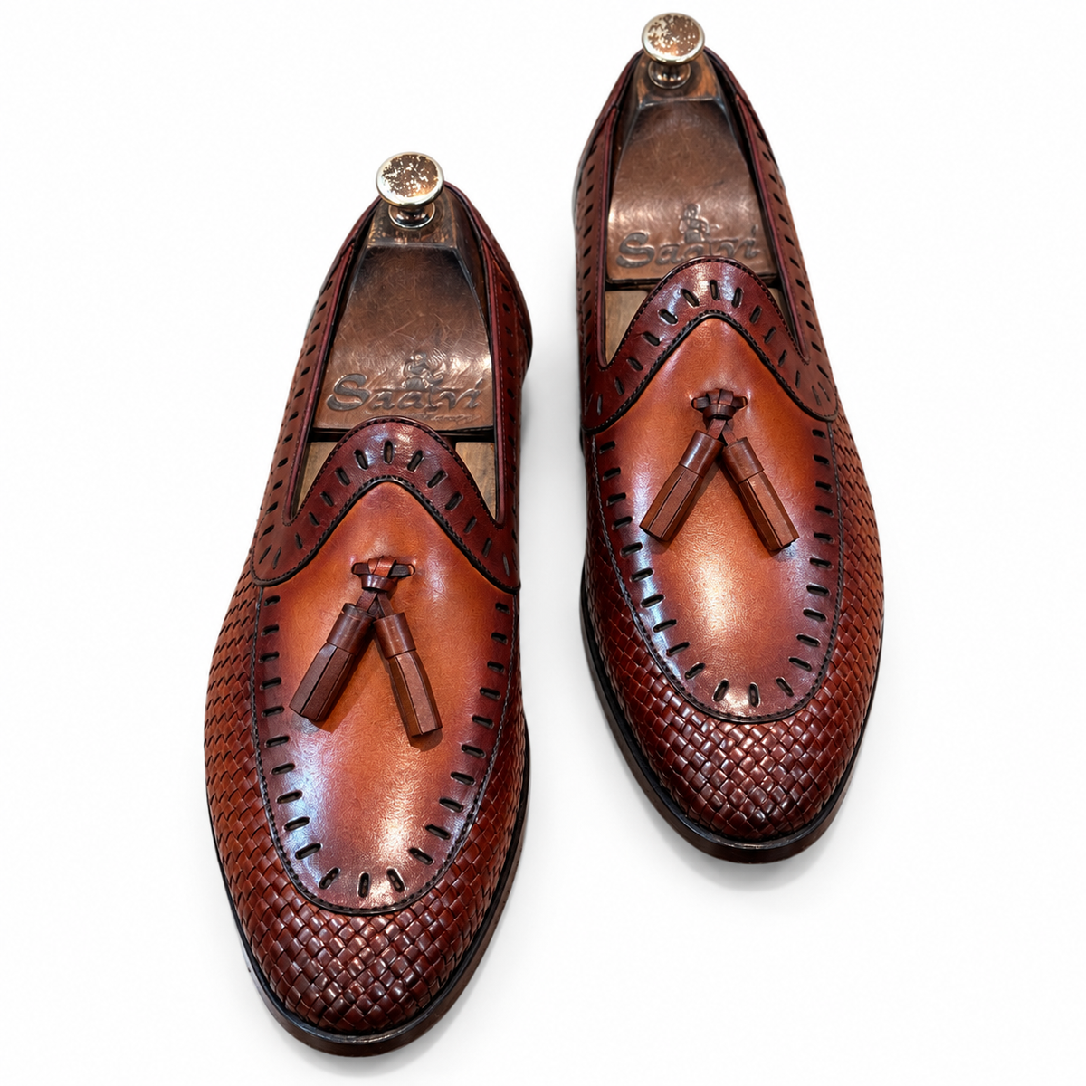 Cordova Hand-Patina Woven Tassel Loafers