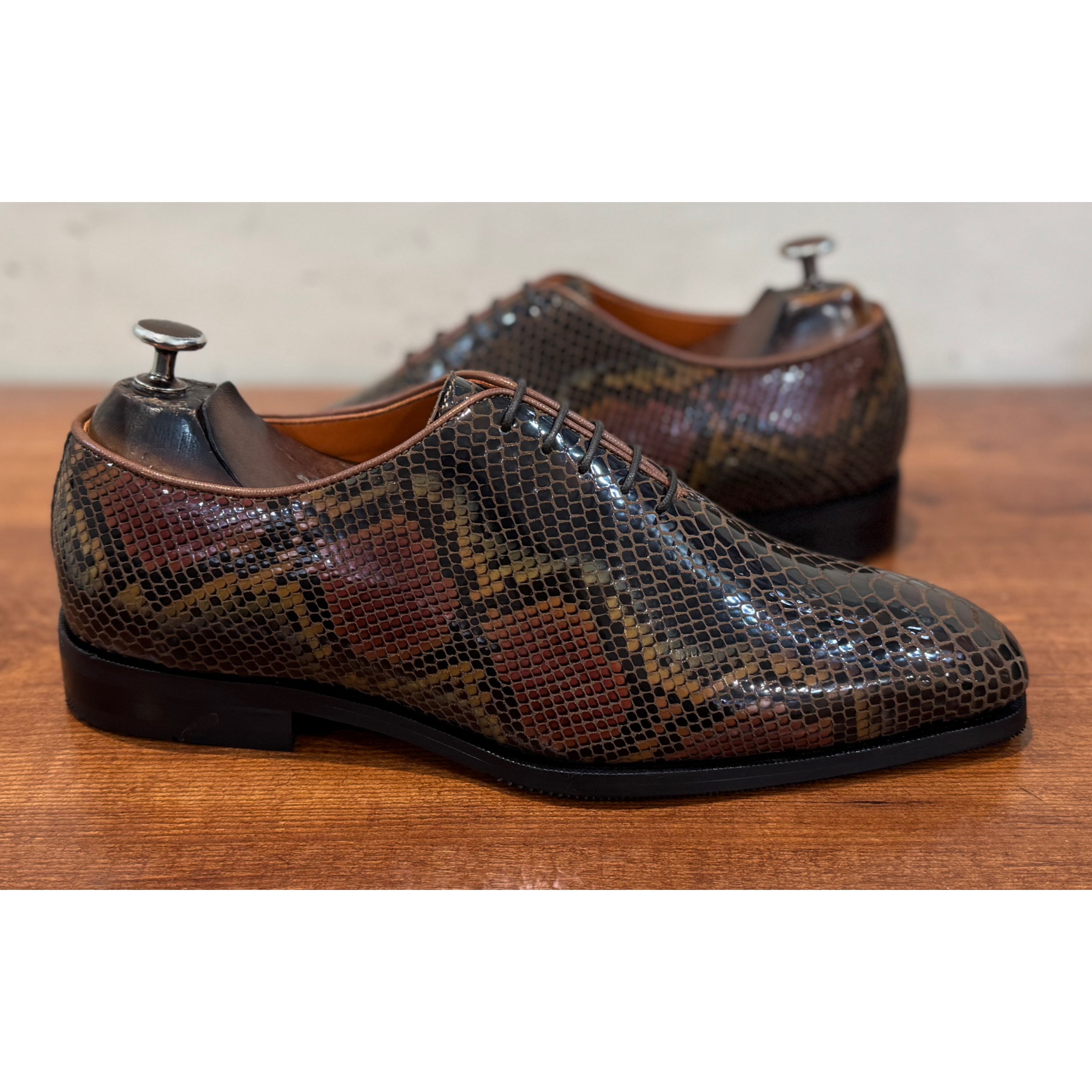 Brown Snake Foil Oxfords