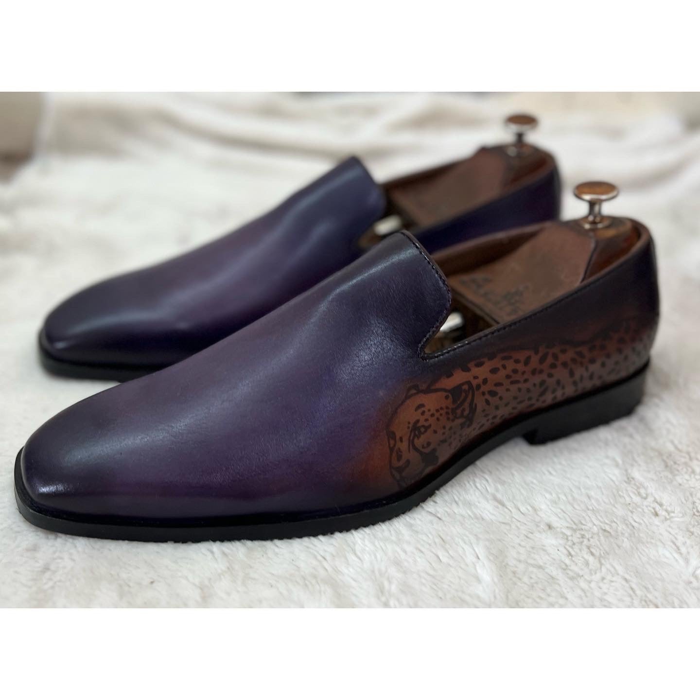 Blue Hand Patina Loafers Tiger