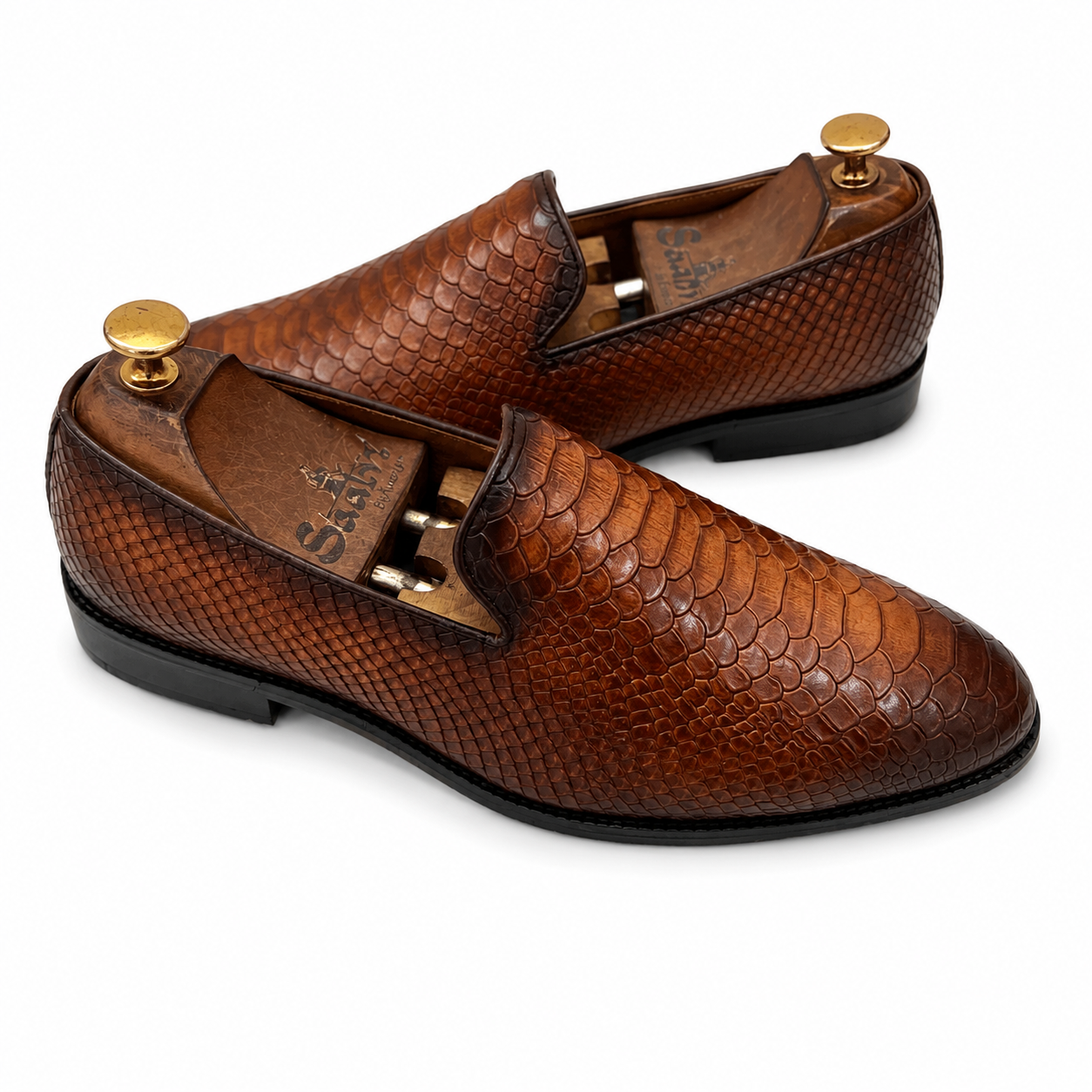 Aspen Python Loafers – Tan Embossed Leather