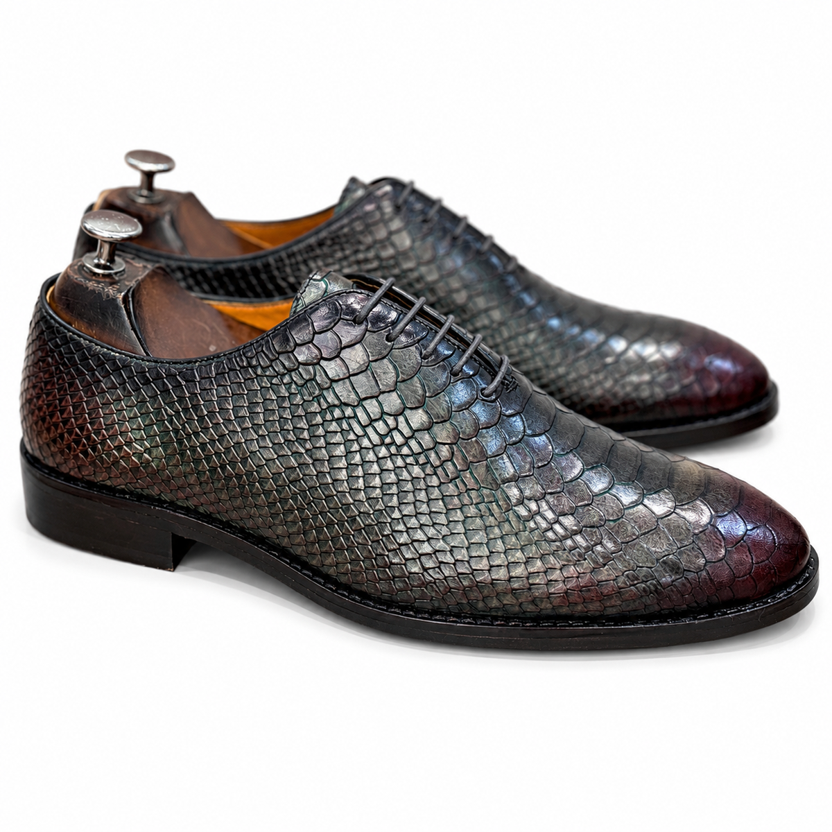 Iridescent Snake Embossed Leather Oxford