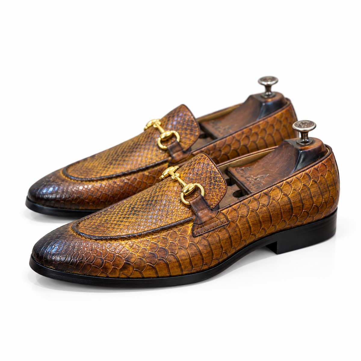 Saalvi Python Royale Horsebit Loafers