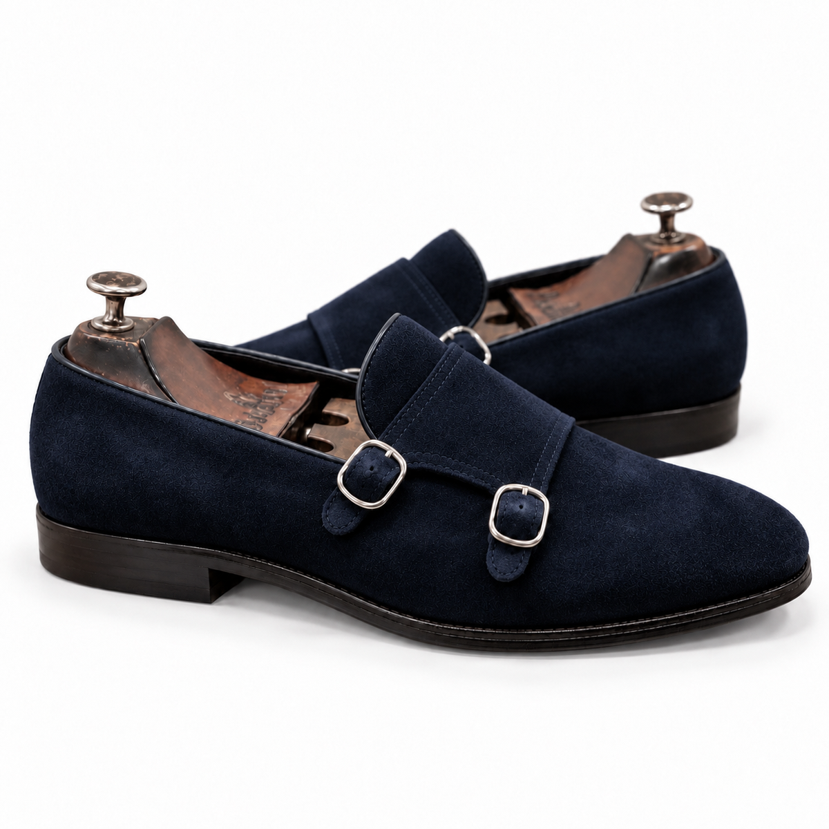 Midnight Navy Double Monk Strap Shoes