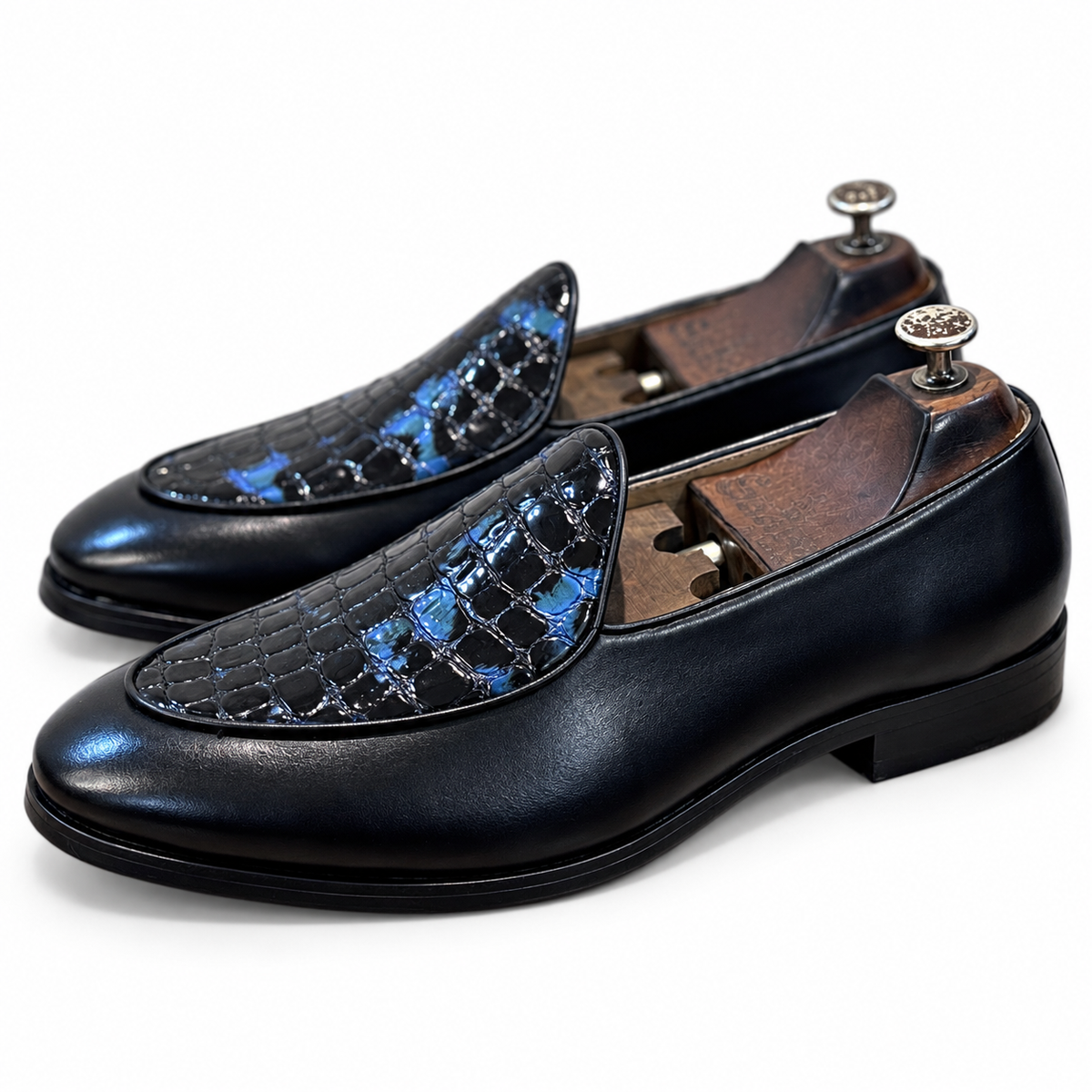 Noir Croco – Black Patent Croco-Embossed Loafers