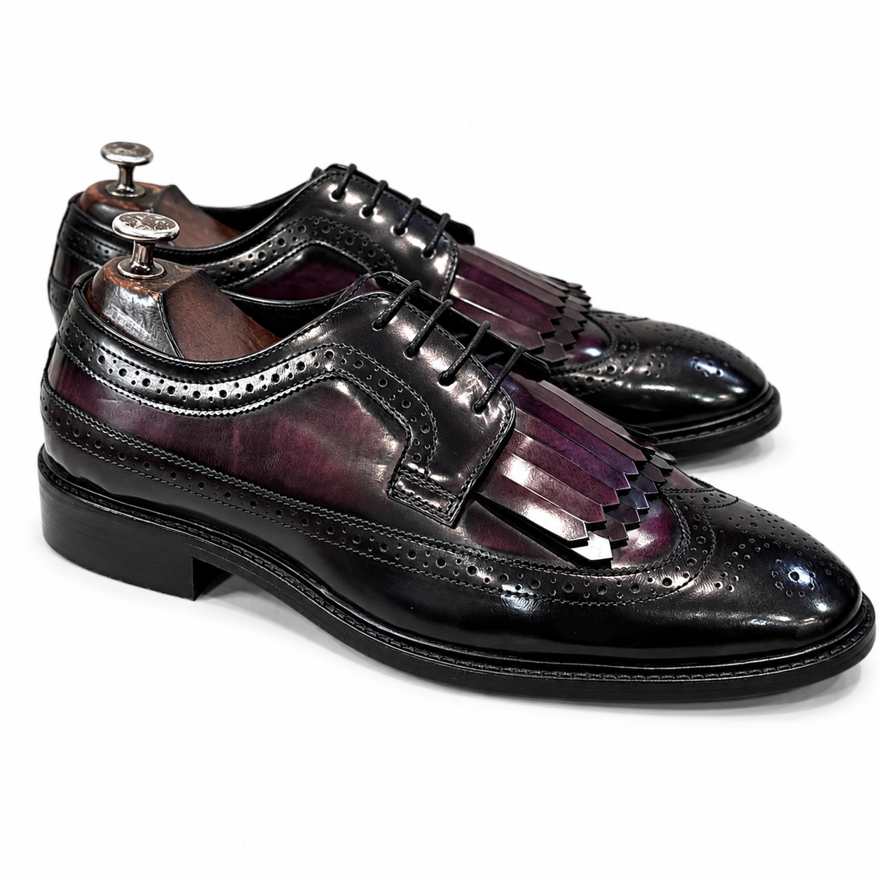 Wingtip Brouges Fringe Black