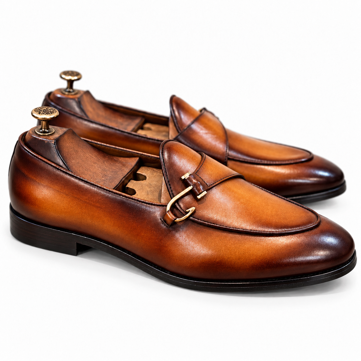 Aurelio – Cognac Hand-Patina Belgian Loafers