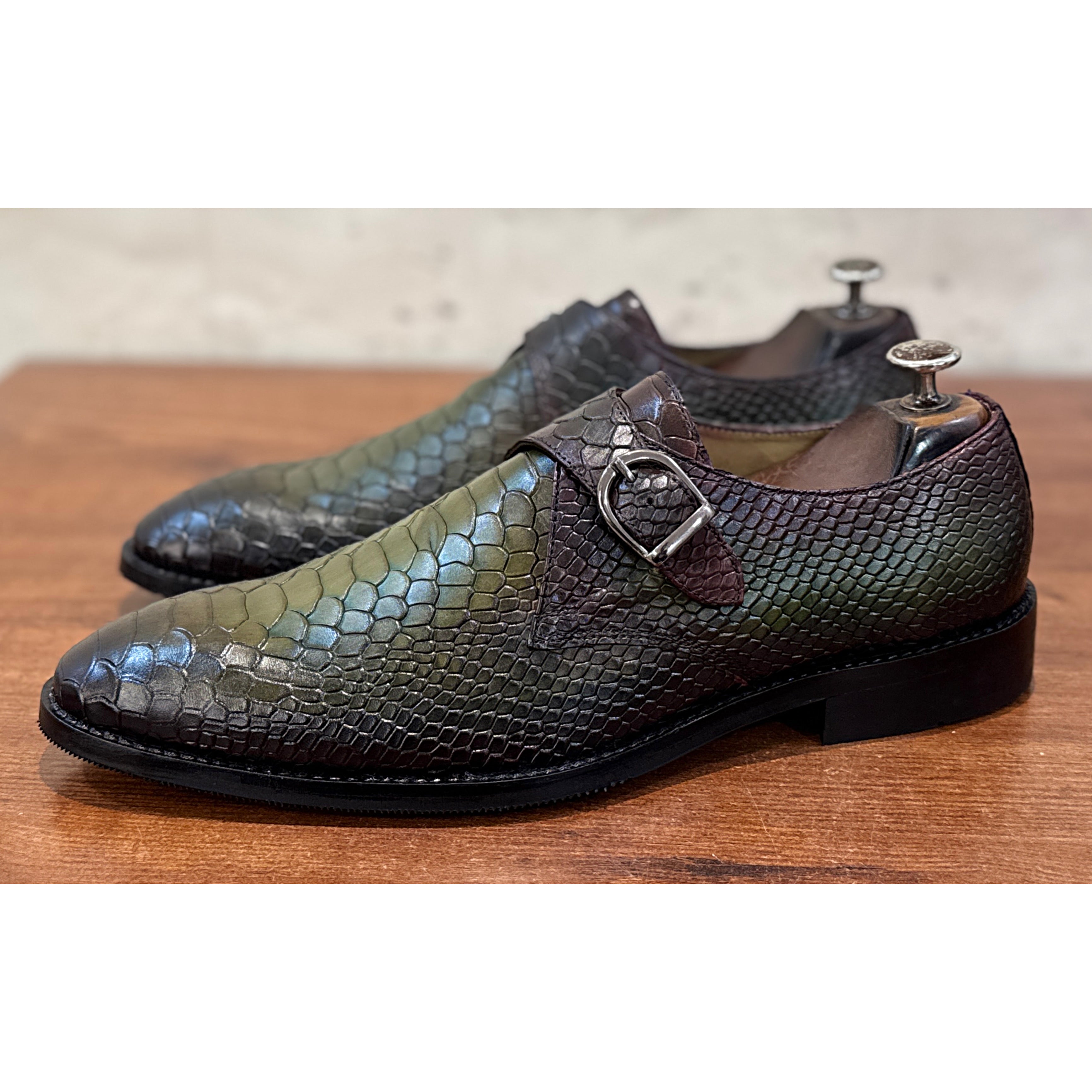 Emerald Python Single Monk Shoes