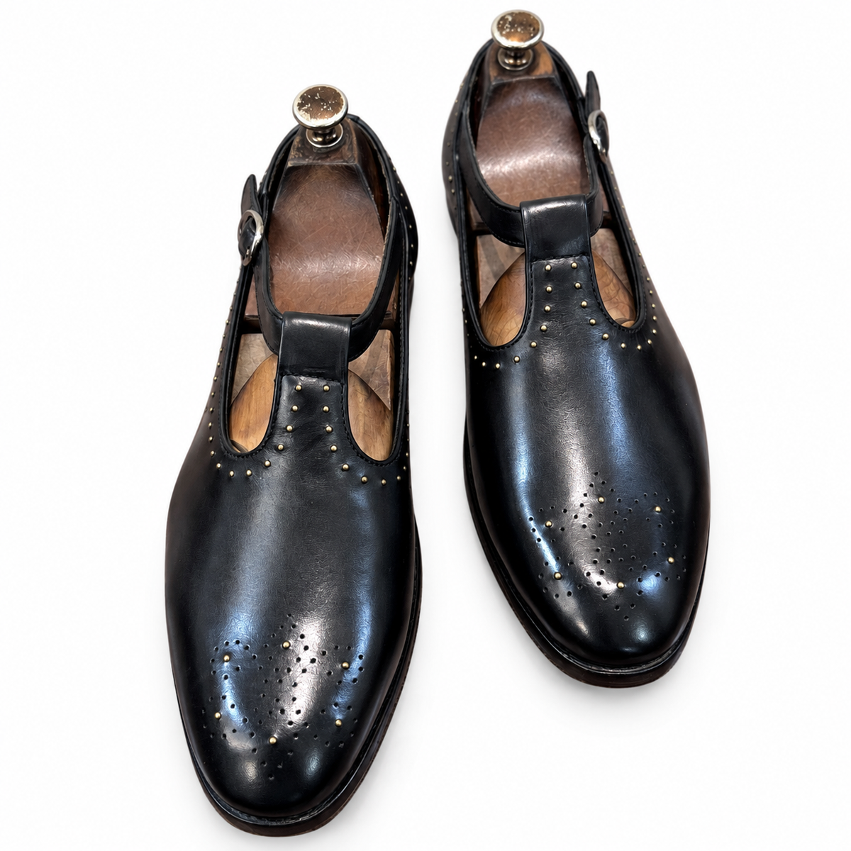 Noir Bajri Black Leather Sandals