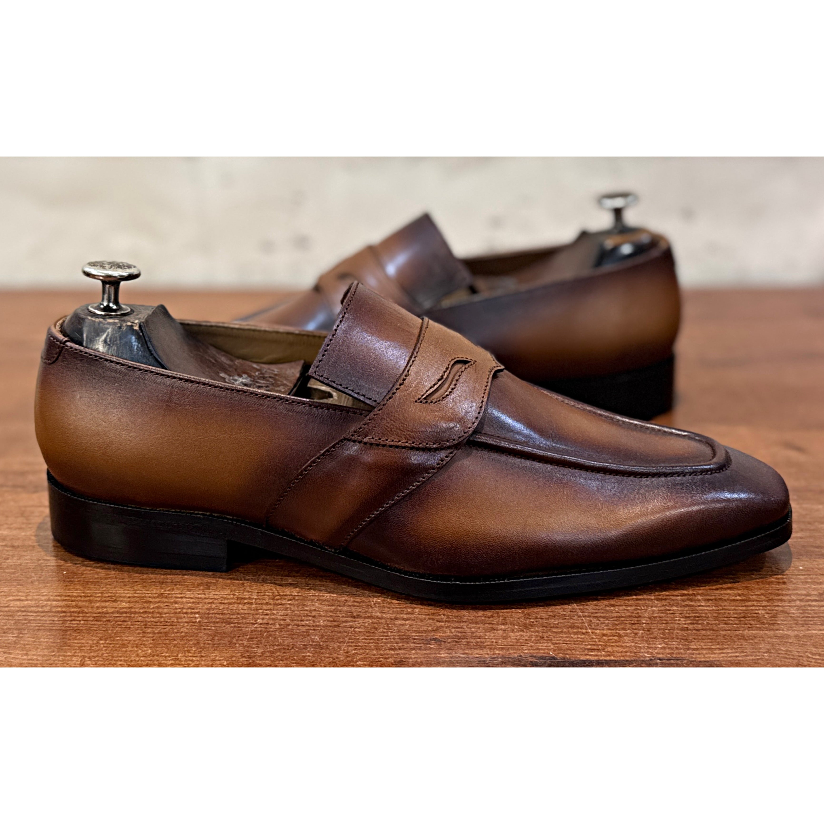 The Lorenzo Loafer – Handmade Burnished Brown Penny Loafers