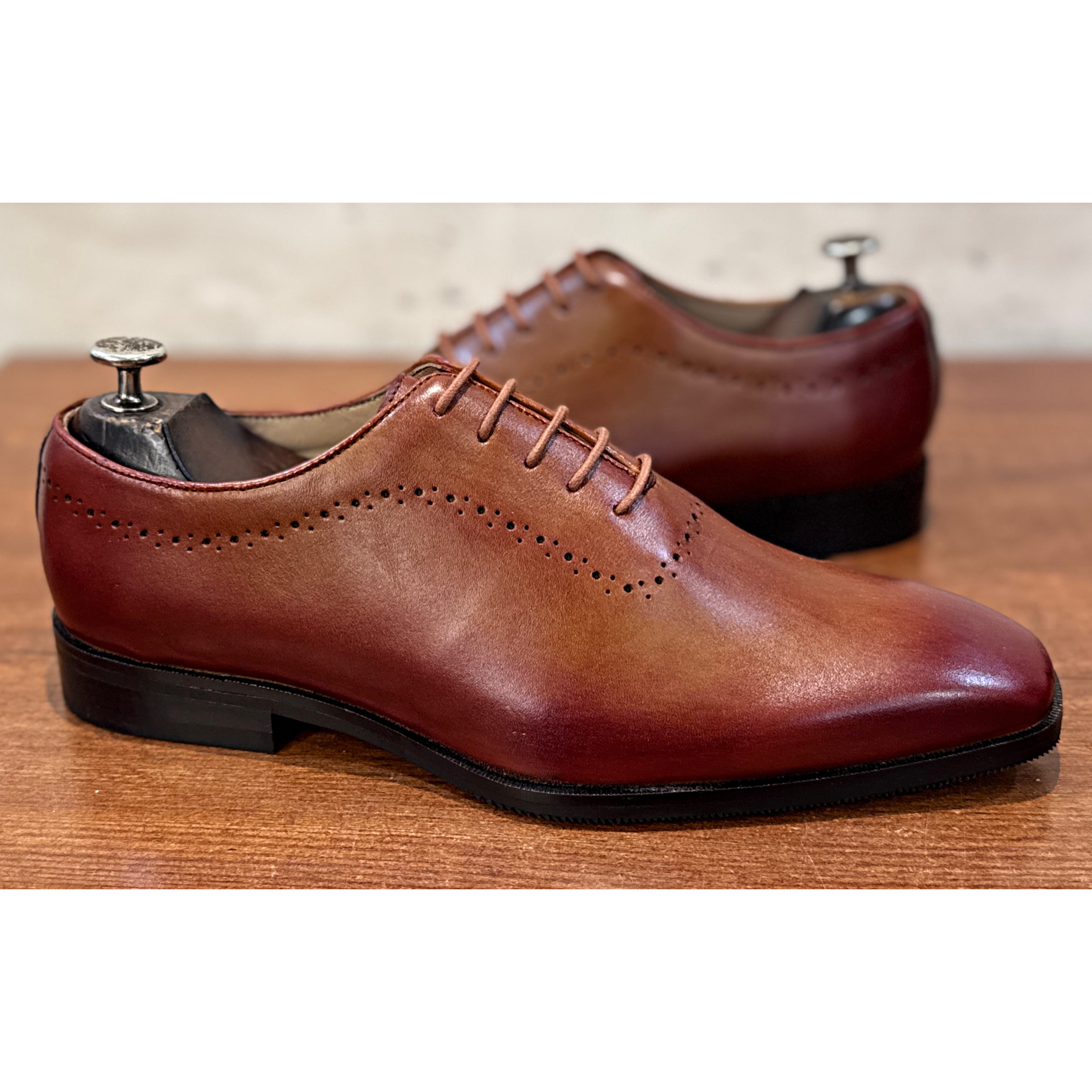 Tan Brown Leather Oxford Shoes – Classic Minimal Formal Dress Shoes