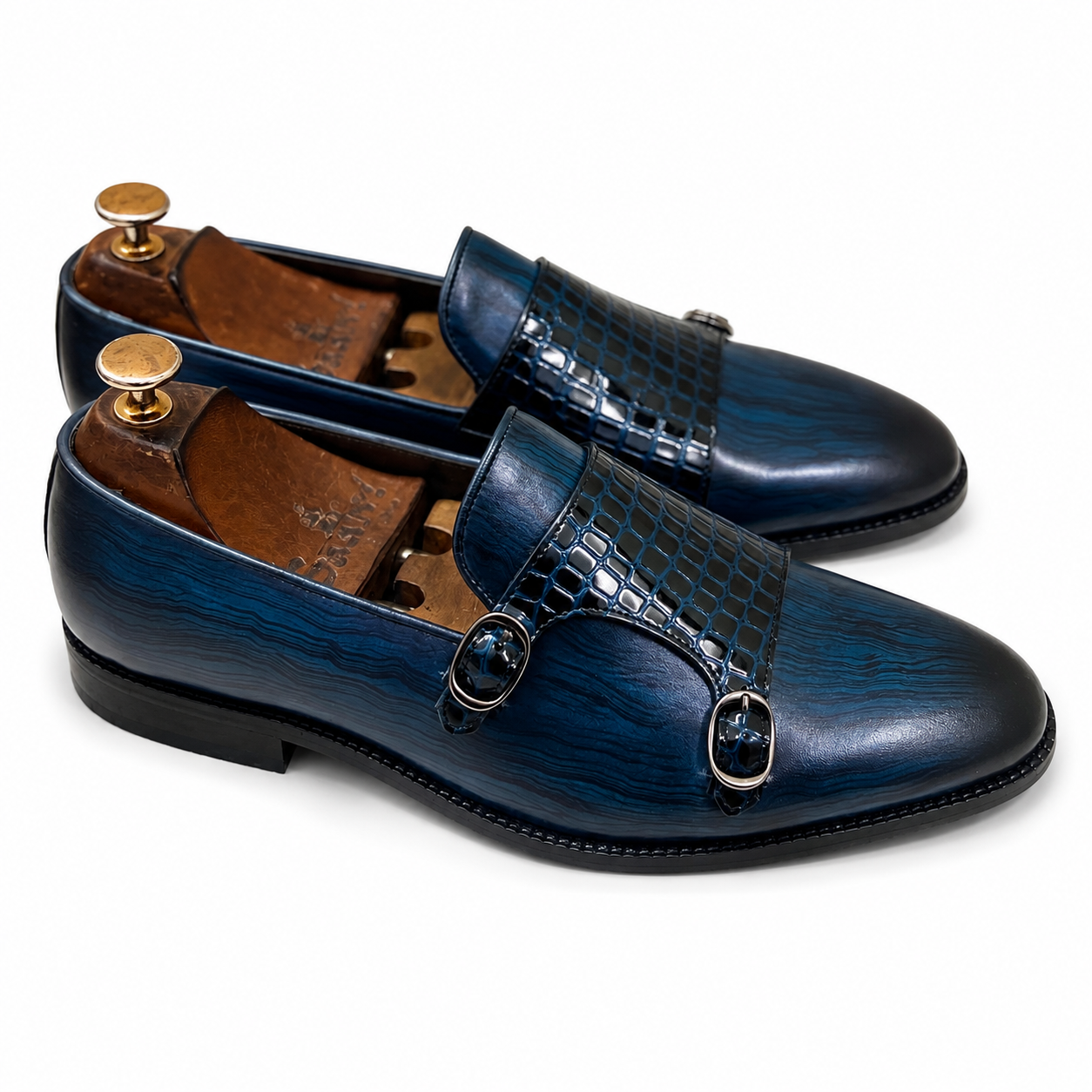 Azure Regent Double Monk Shoes