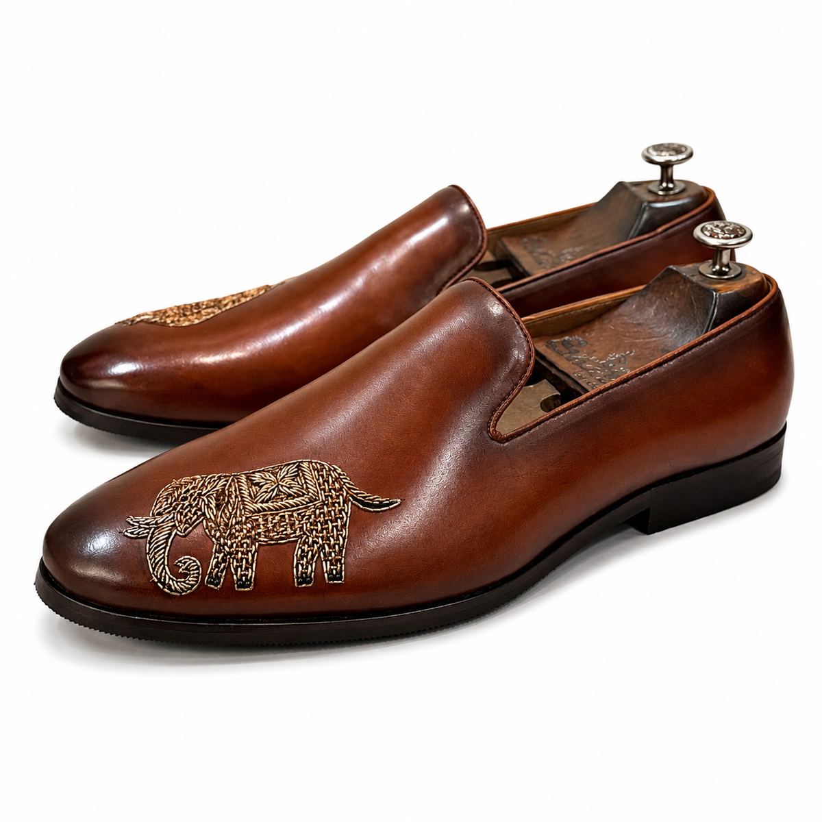 The Maharaja Elephant Slipper – Brown Luxury Embroidered Loafers