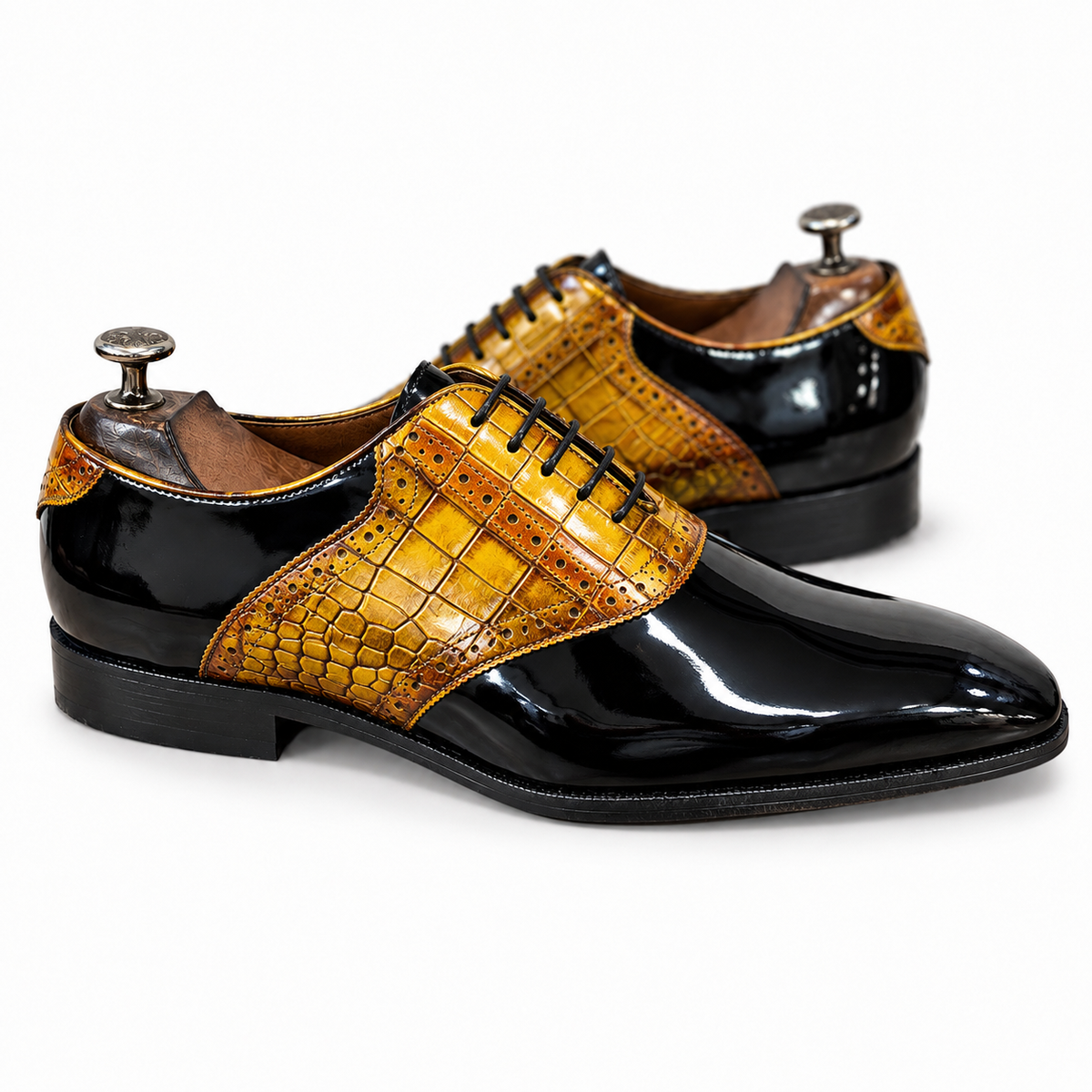 Noir Aureum Croco Oxfords