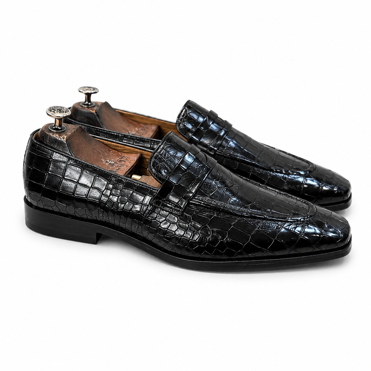 Noir Croco Sovereign Loafers