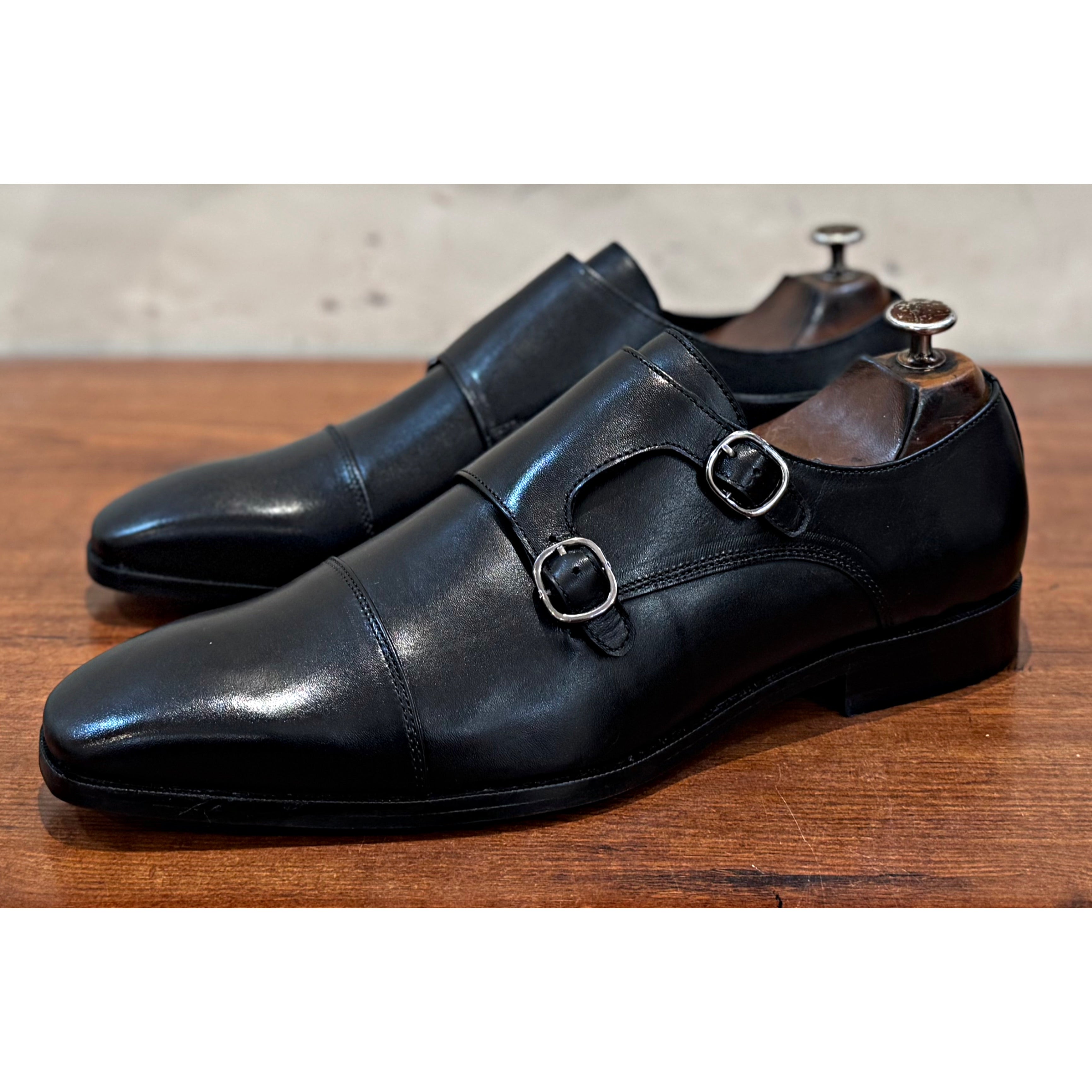 Black Leather Monk Straps