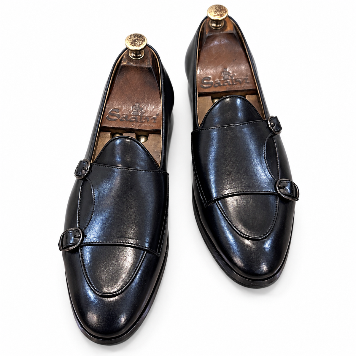 Executive Black Belgian Double Monk Loafers