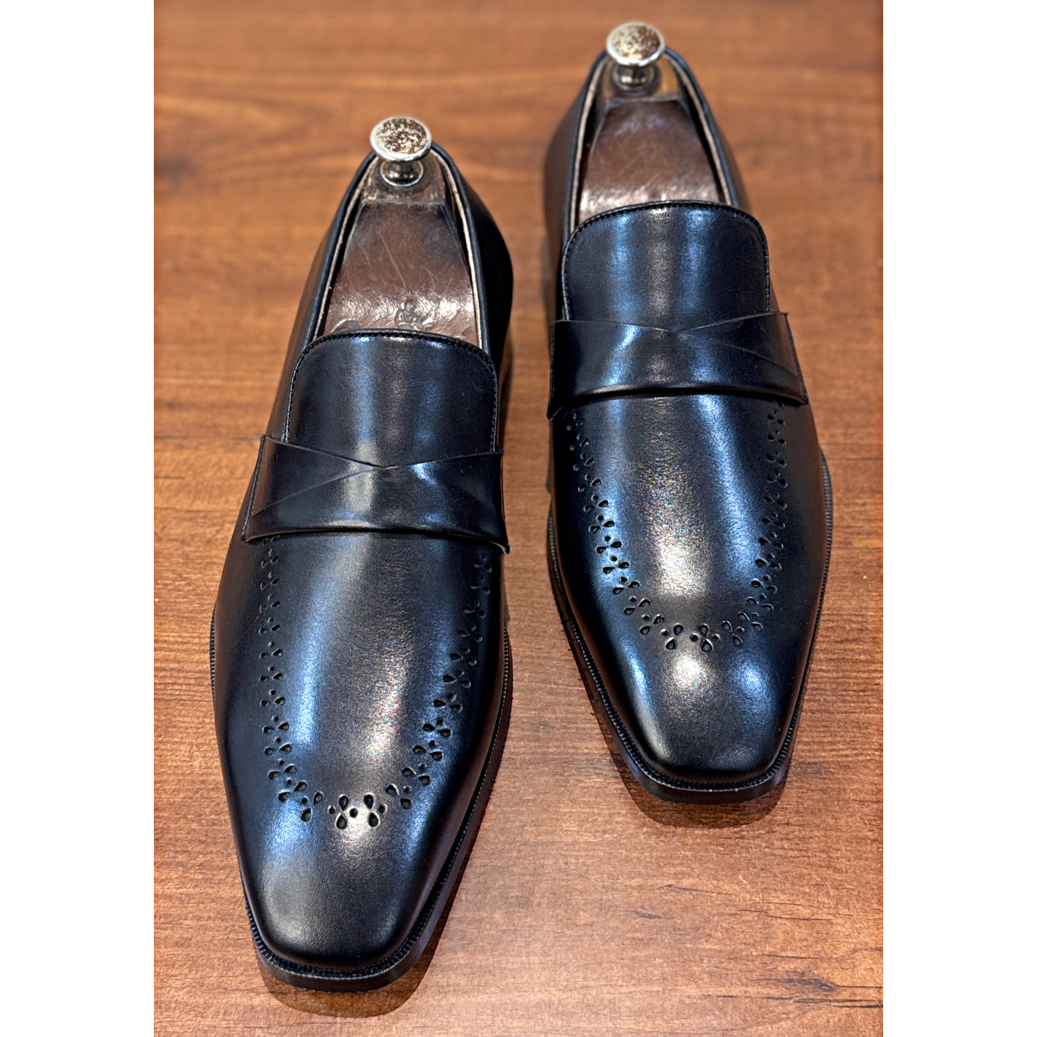 Myron Black Leather Loafers for Men