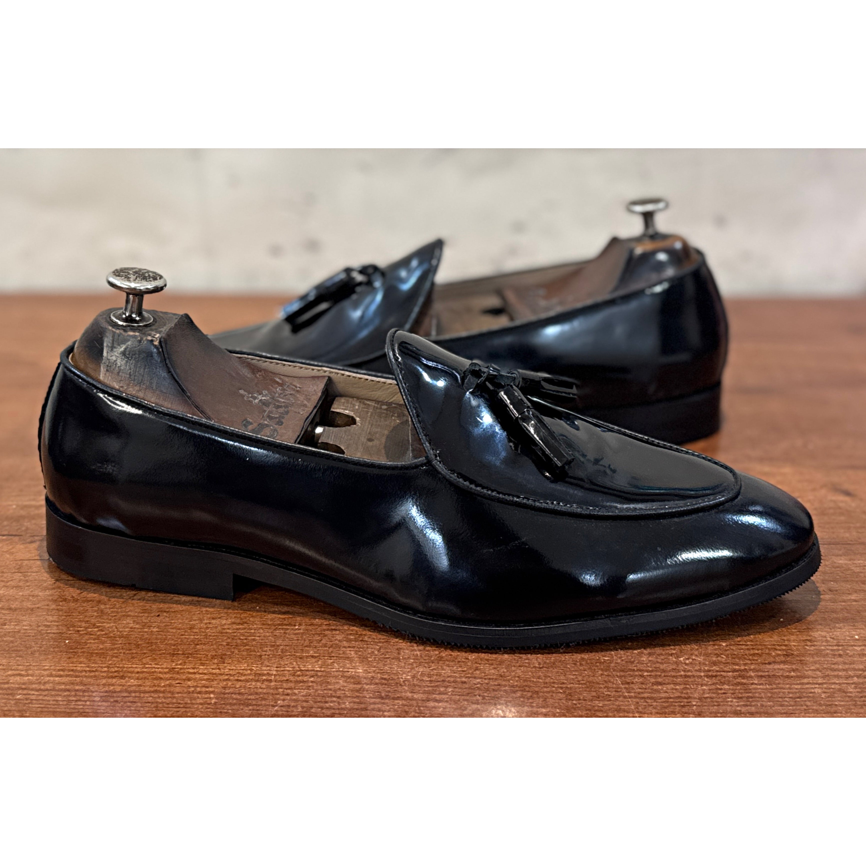 Patent Belgian Tassel Loafers – Black