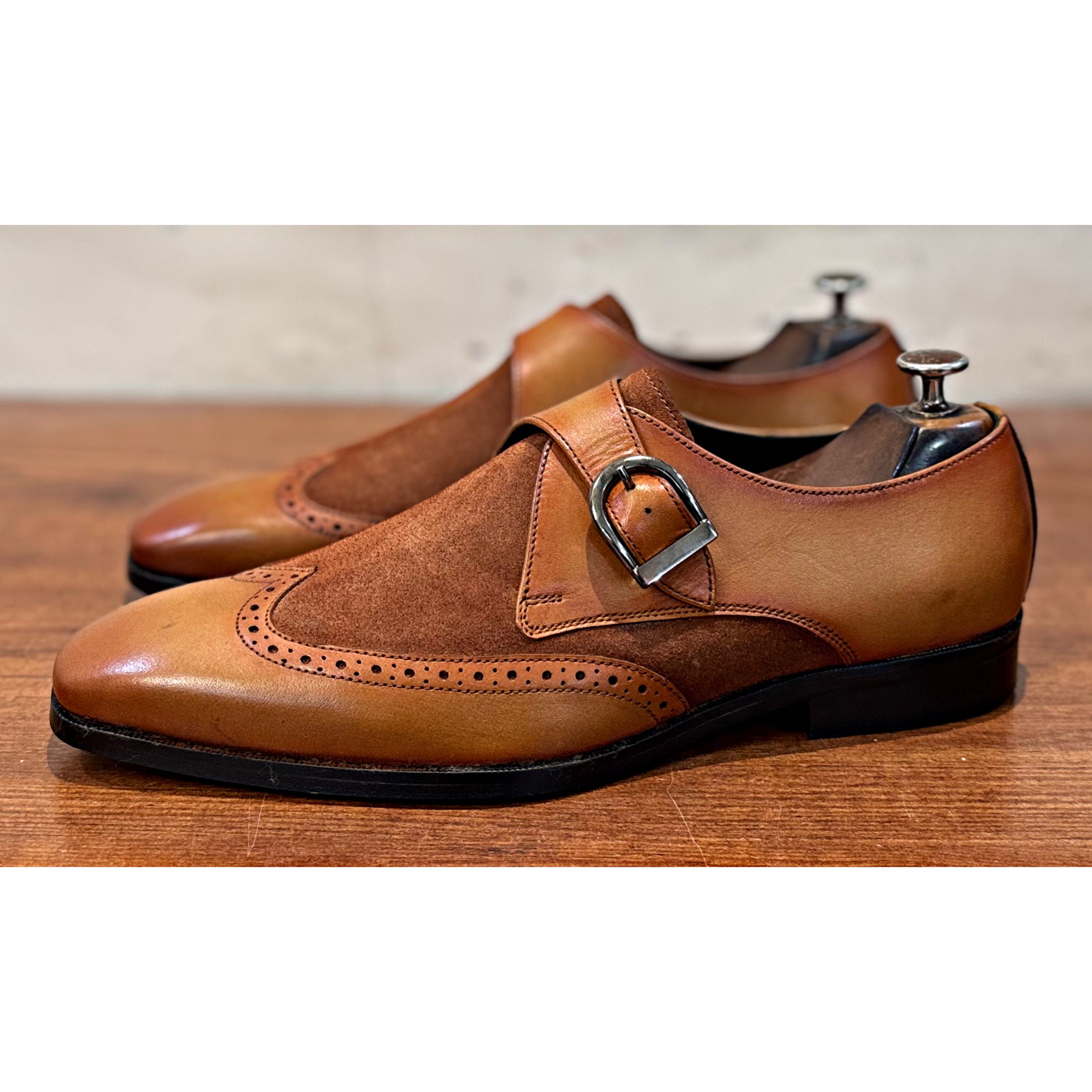Tan Suede Leather Single Monk Strap