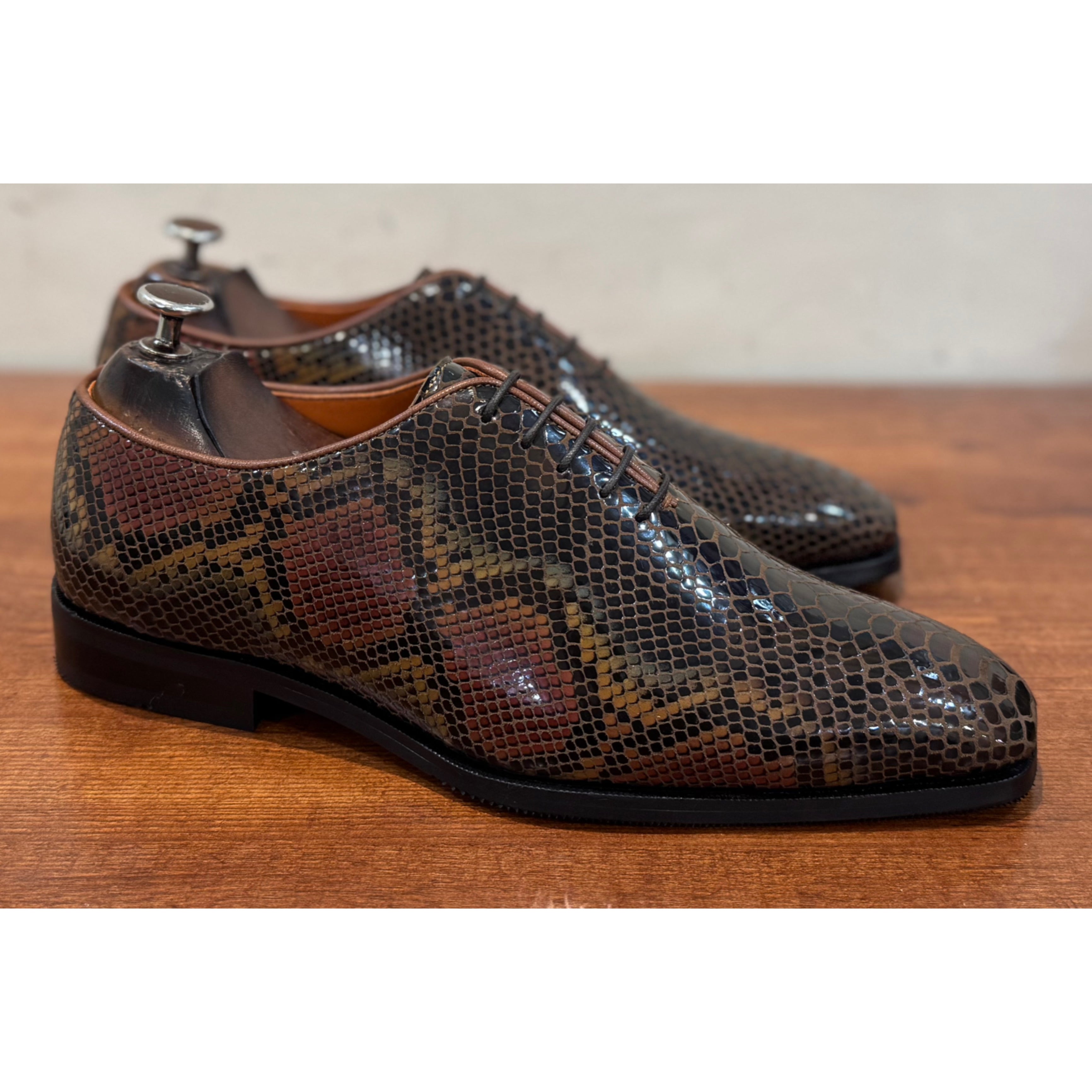 Brown Snake Foil Oxfords