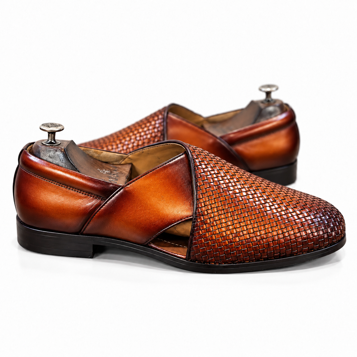 Mehransh Royale — Cognac Brown Hand-Patina Peshawari Sandals