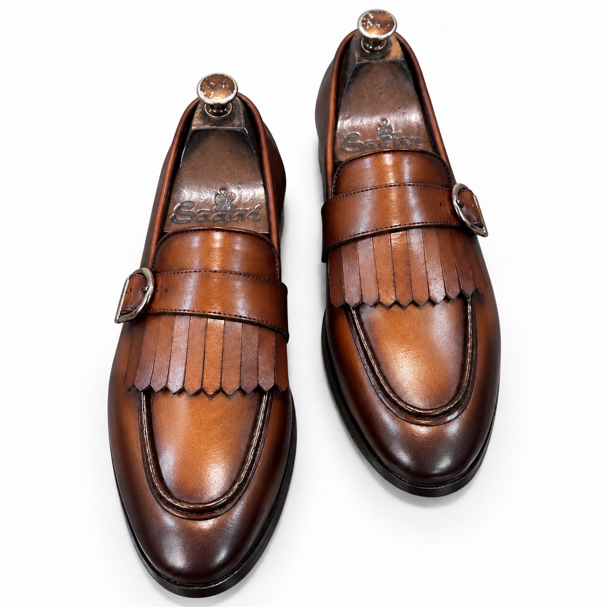 Cognac Sovereign Kiltie Buckle Loafers