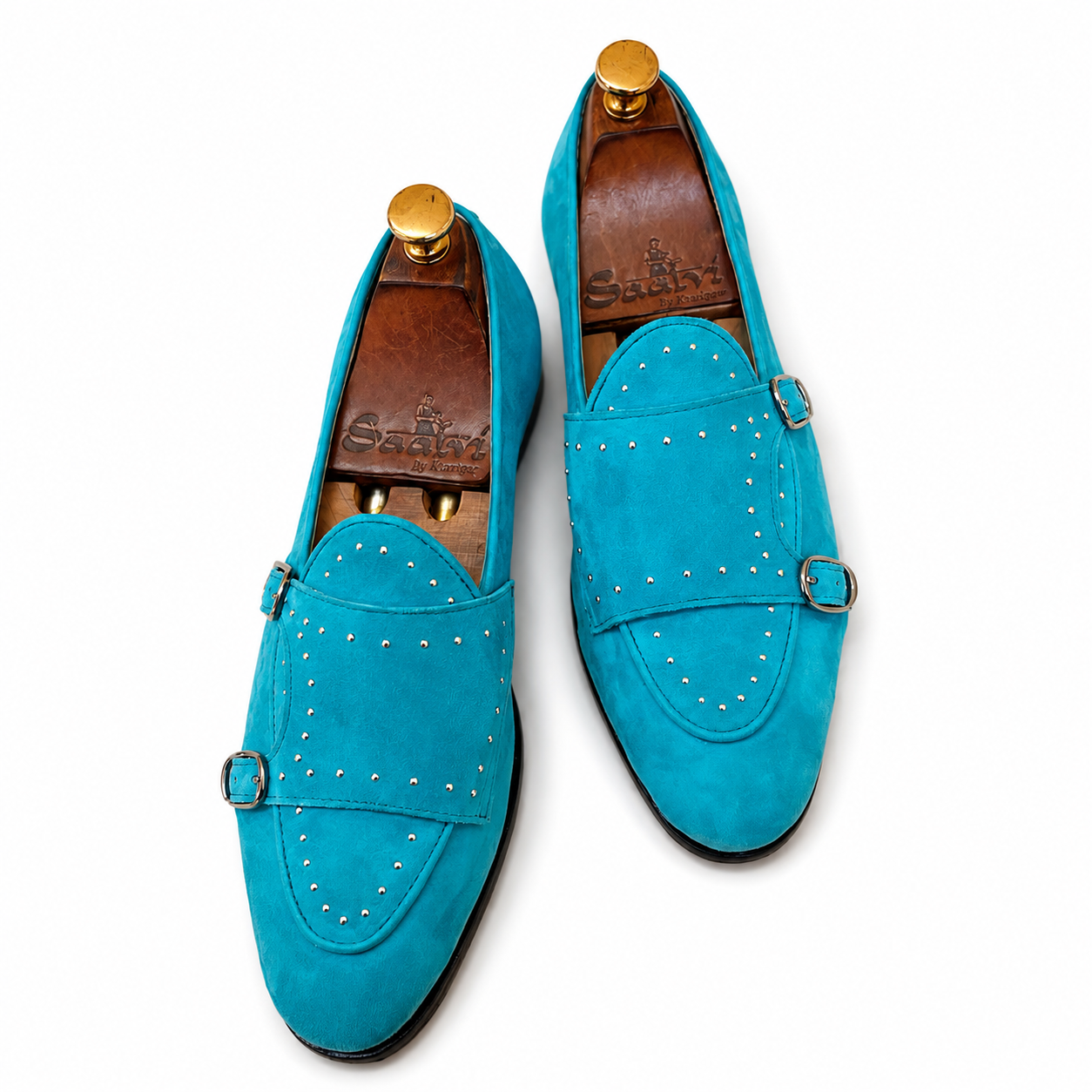 Blue Suede Belgian Monk Strap Bajrii