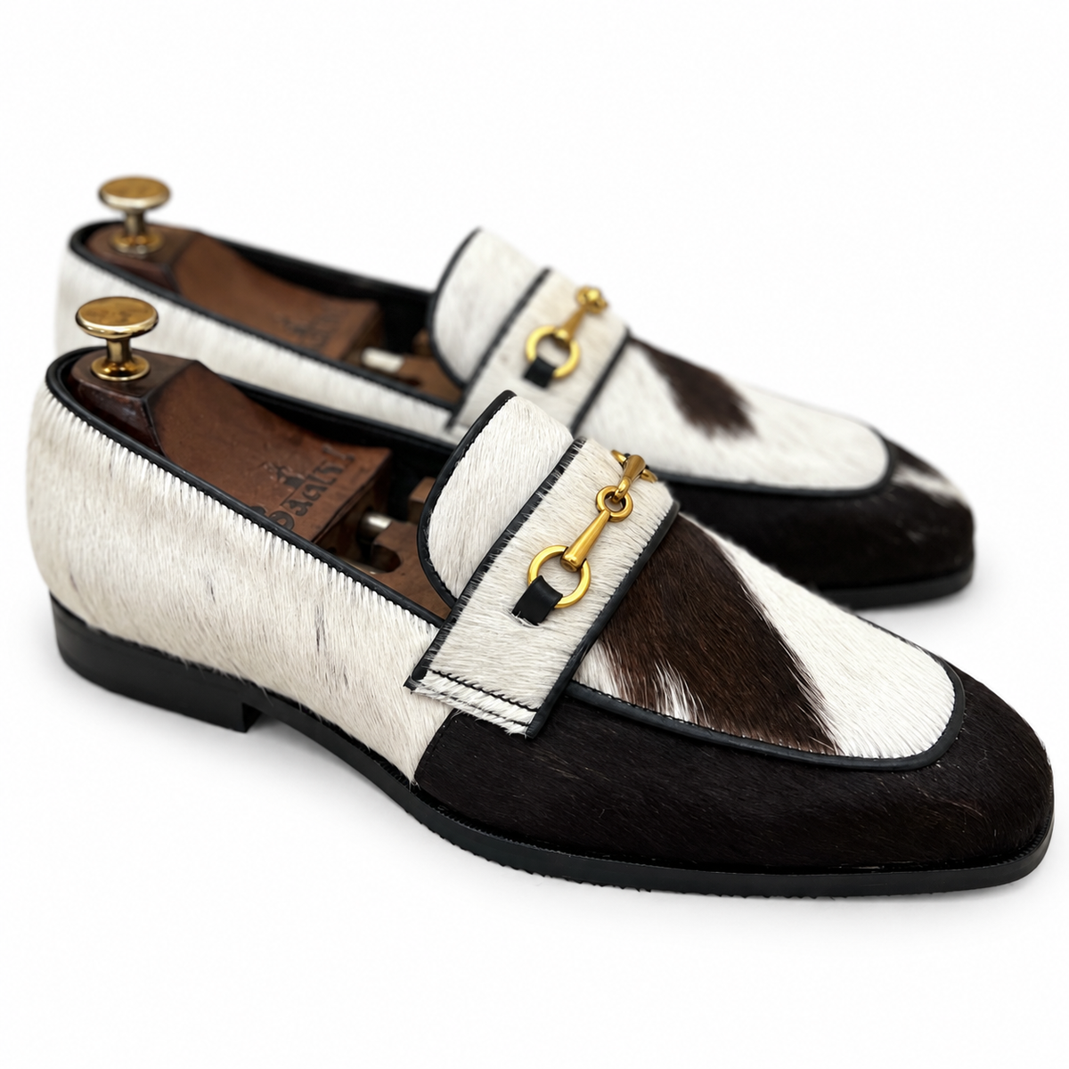 Monochrome Hair-On Leather Horsebit Loafers