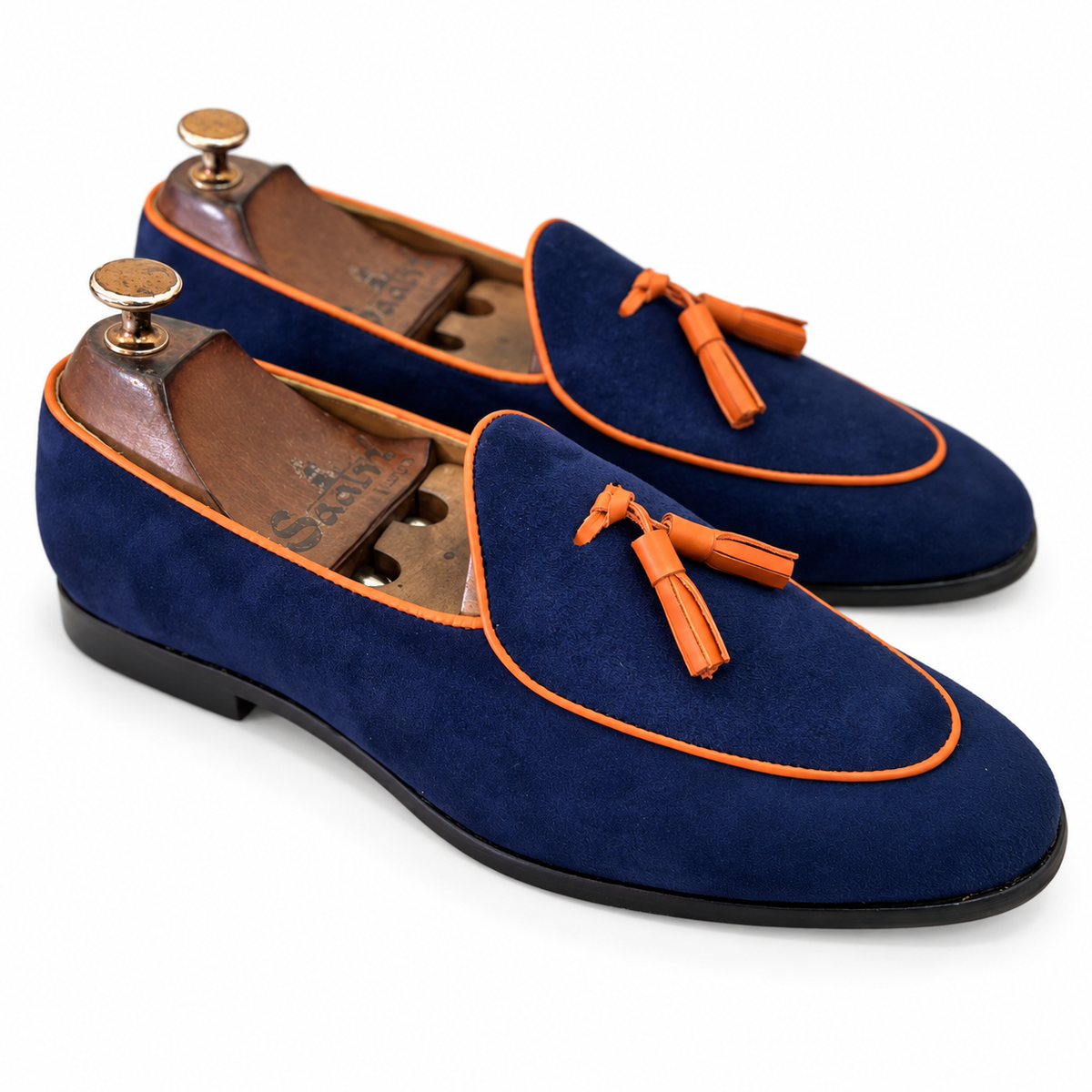 Navy Tangerine Tassel Loafers