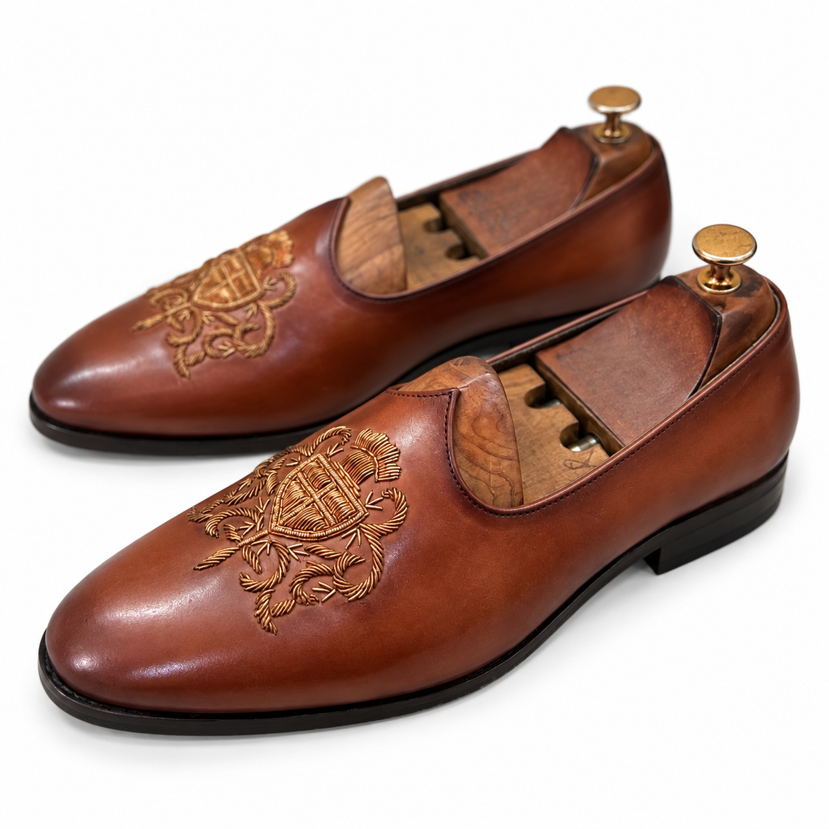 Tan Jalsa With Crown Hand Embroidery